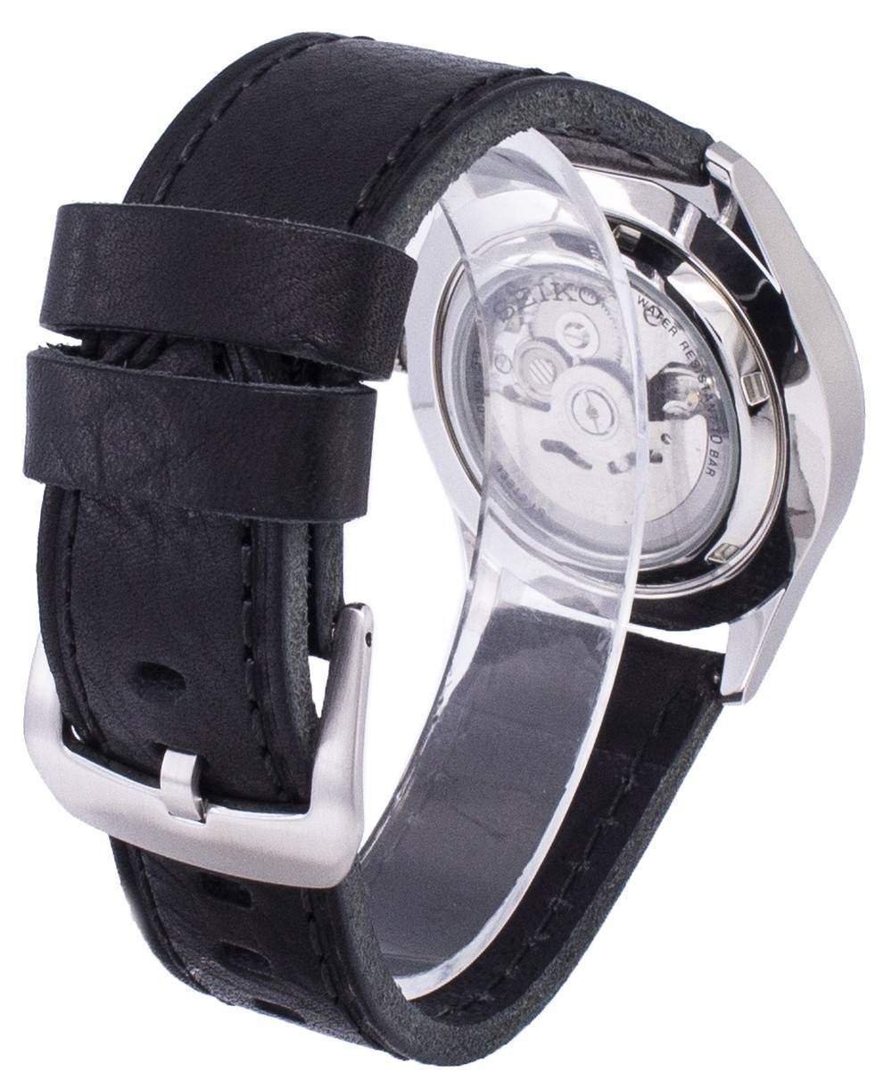 Seiko 5 Sports Automatic Black Leather SNZG11K1-var-LS8 100M Men's Watch