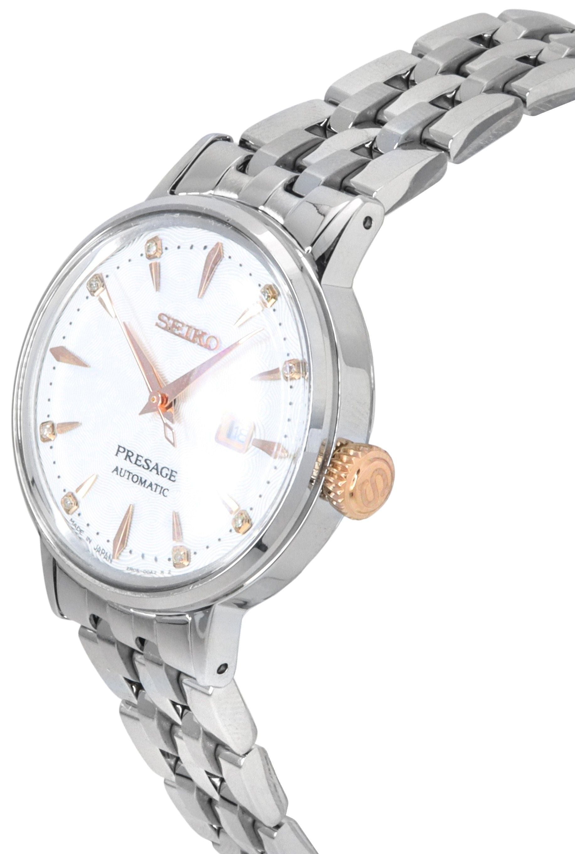 Seiko Presage Cocktail Time Clover Club Diamond Accents White Dial Automatic SRE009J1 Women's Watch