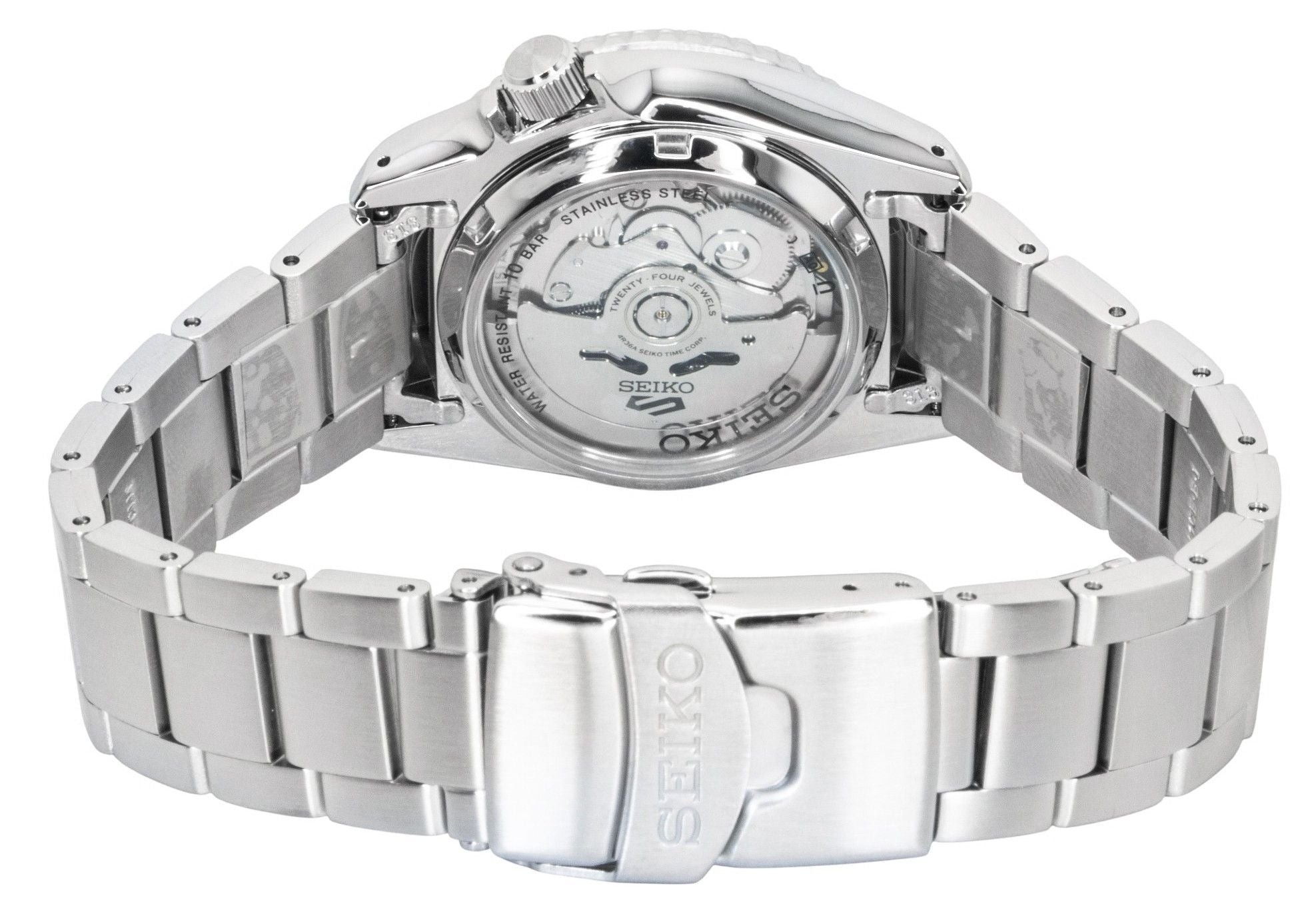 Seiko 5 Sports SKX Street Stonewash Stainless Steel Black Dial Automatic SRPL79K1 100M Men's Watch