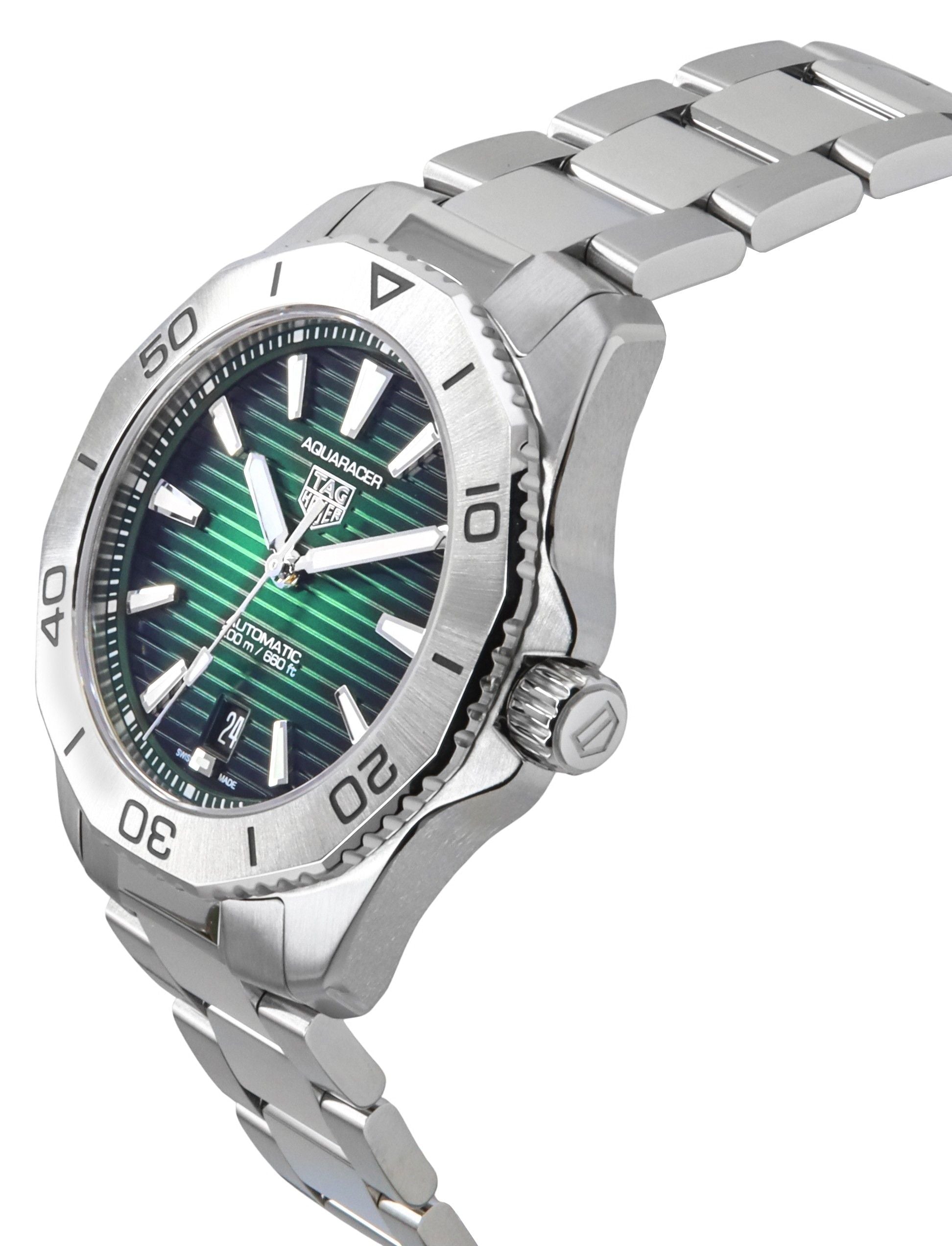 Tag Heuer Aquaracer Professional Date Sunray Brushed Green Dial Automatic Diver's WBP2115.BA0627 200M Men's Watch
