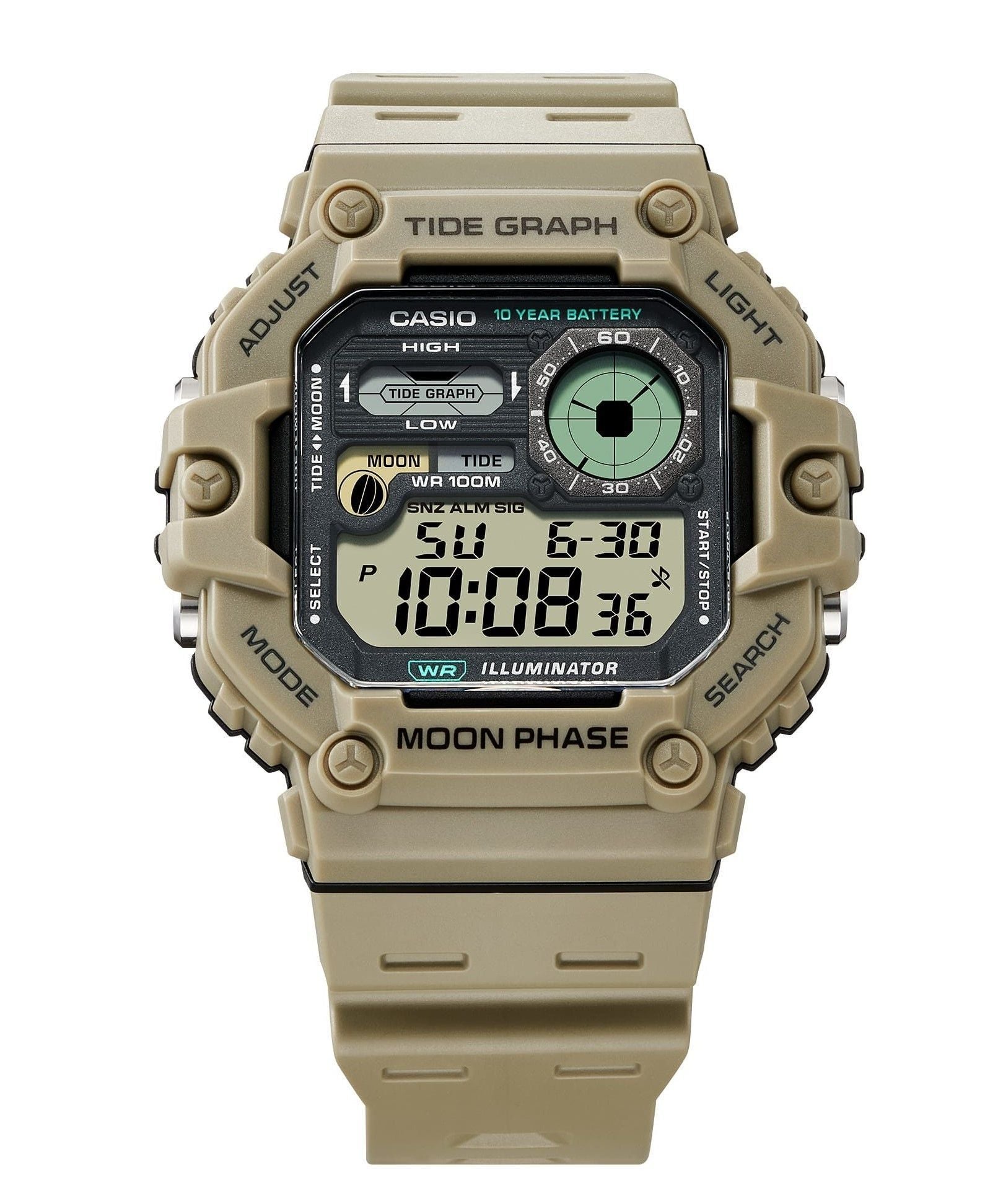 Casio Standard Digital Graph Moon Phase Resin Strap Quartz WS-1700H-5AV 100M Men's Watch