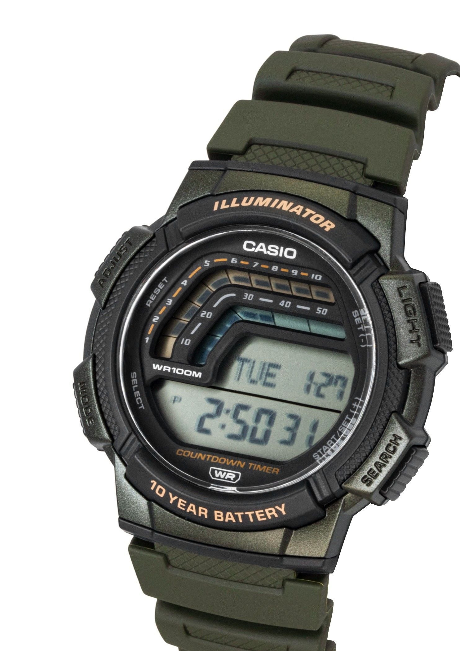 Casio Digital Resin Strap Quartz WS-1800-3AV 100M Men's Watch