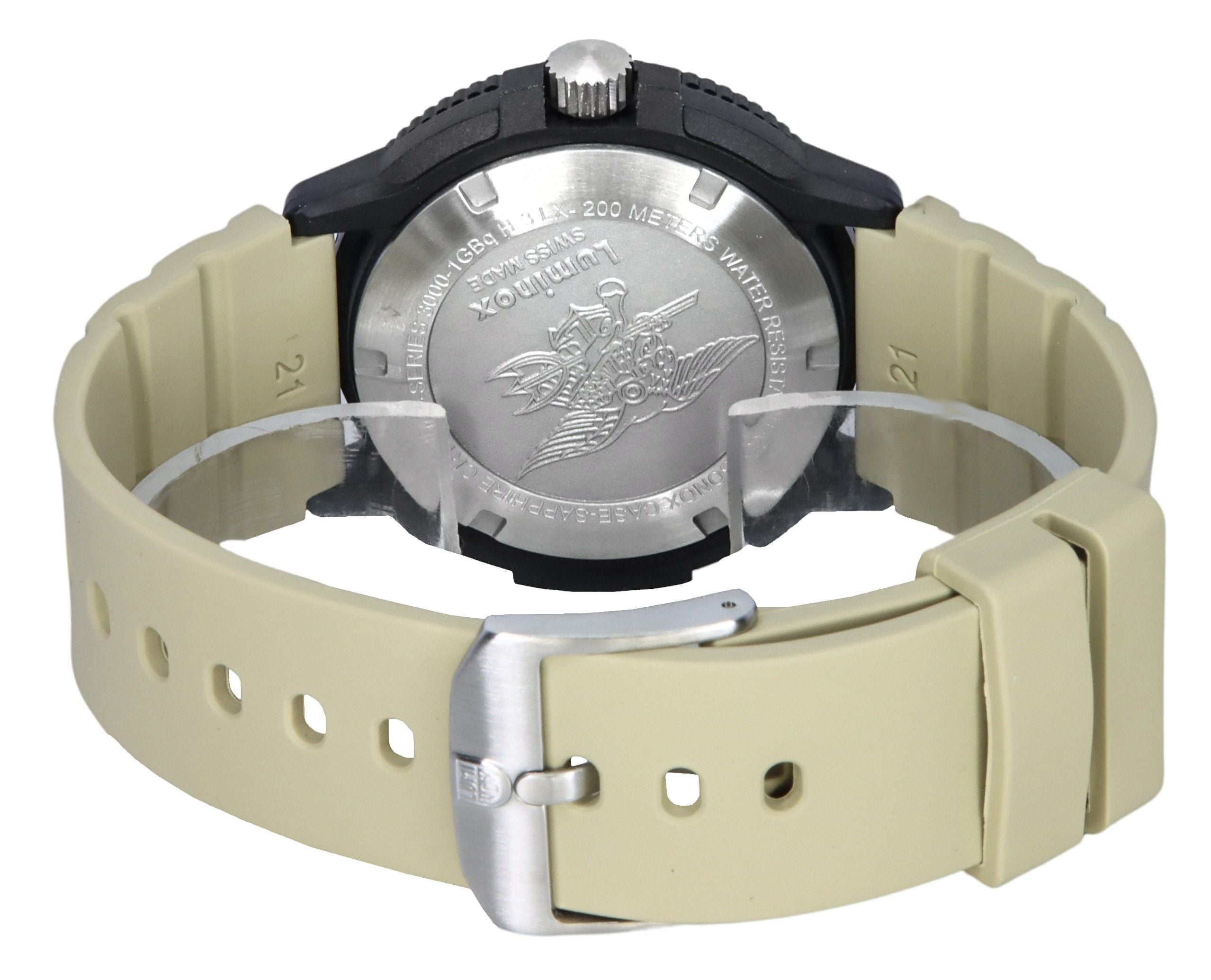 Luminox Original Navy Seal EVO Rubber Strap Beige Dial Quartz Diver's XS.3010.EVO.S 200M Men's Watch