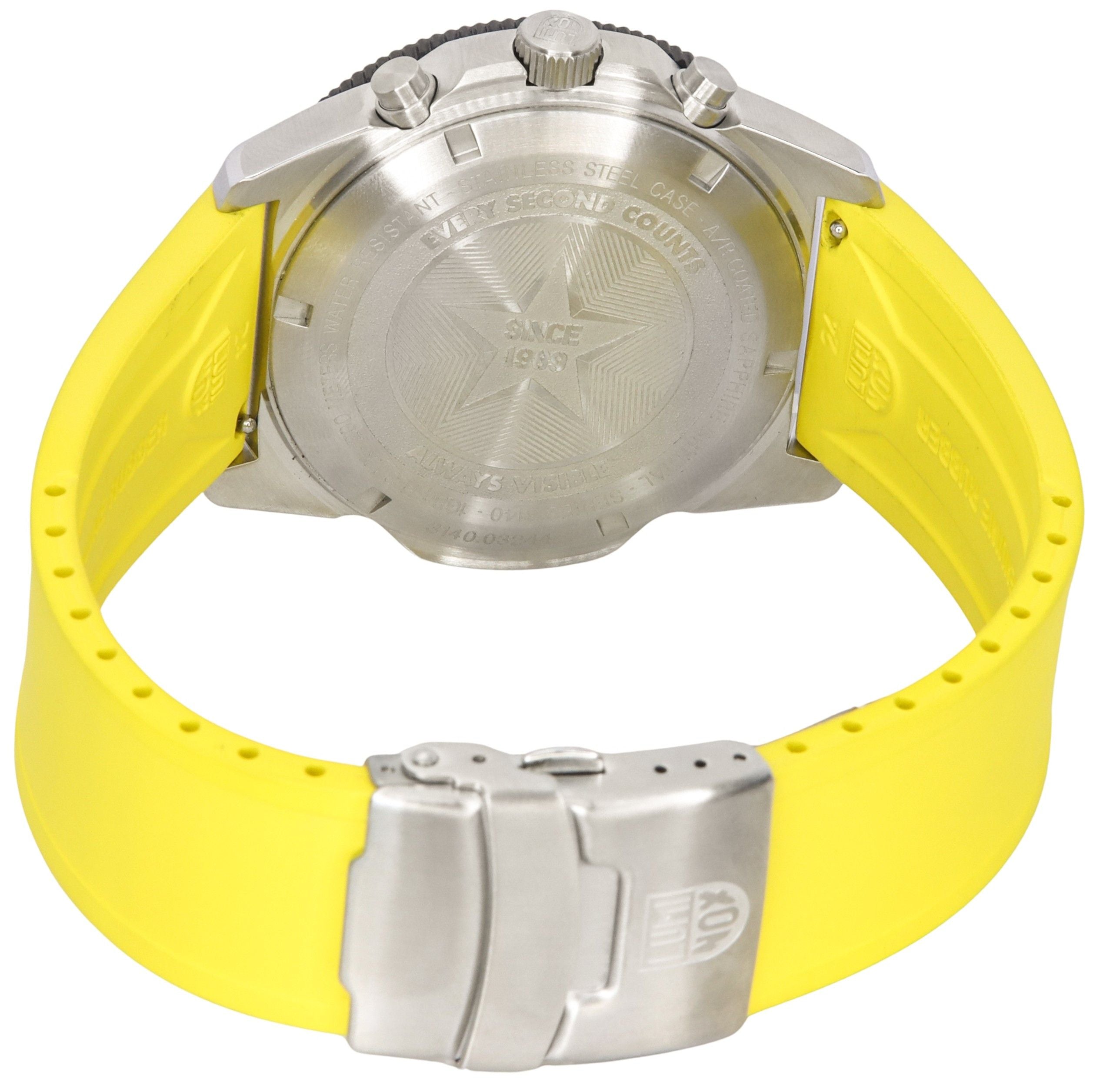 Luminox Pacific Diver Chronograph Yellow Rubber Strap Black Dial Swiss Quartz Diver's XS.3145 200M Men's Watch