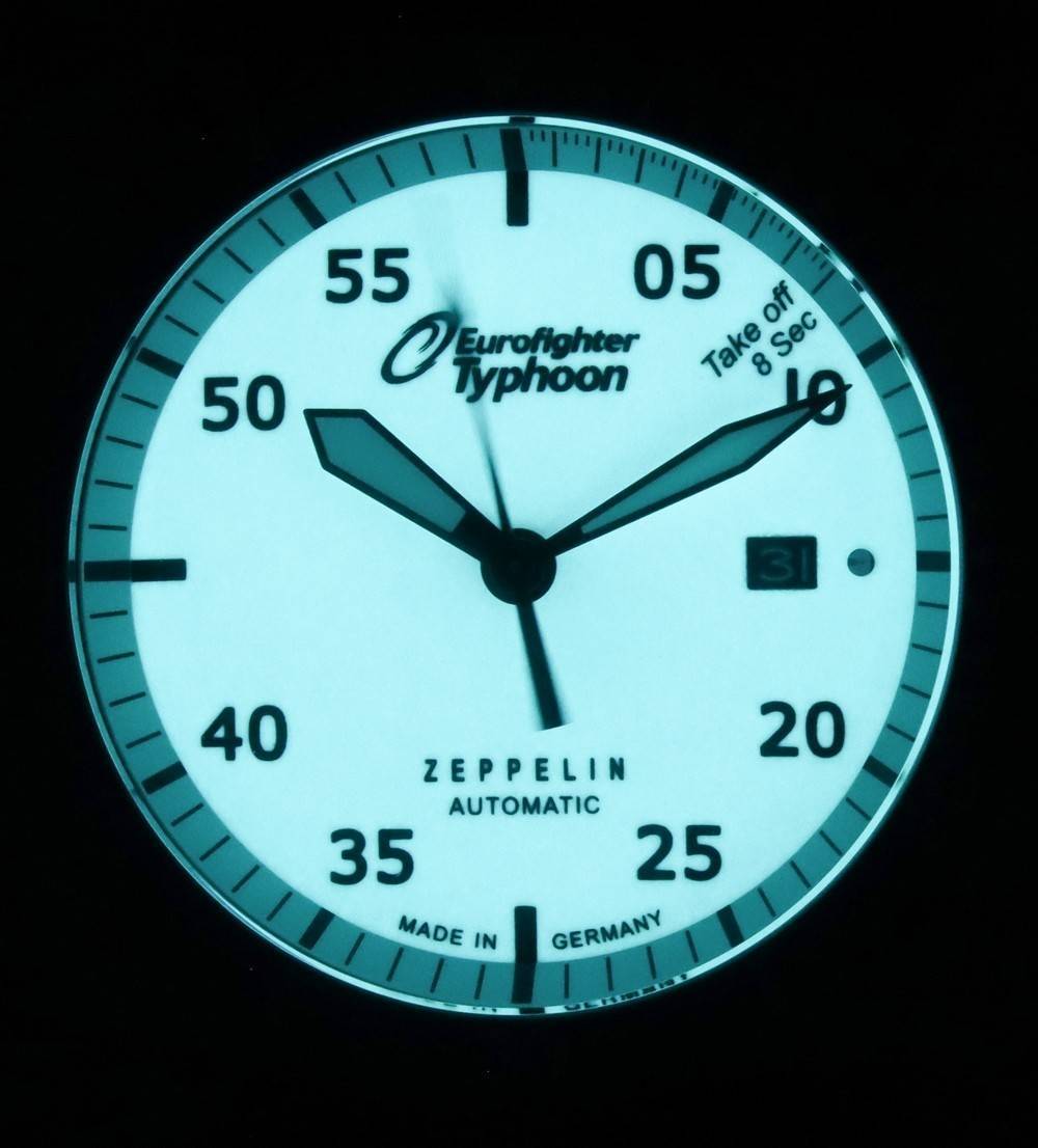 Zeppelin Eurofighter Leather Strap Beige Dial Automatic Diver's 7268-5 72685 200M Men's Watch
