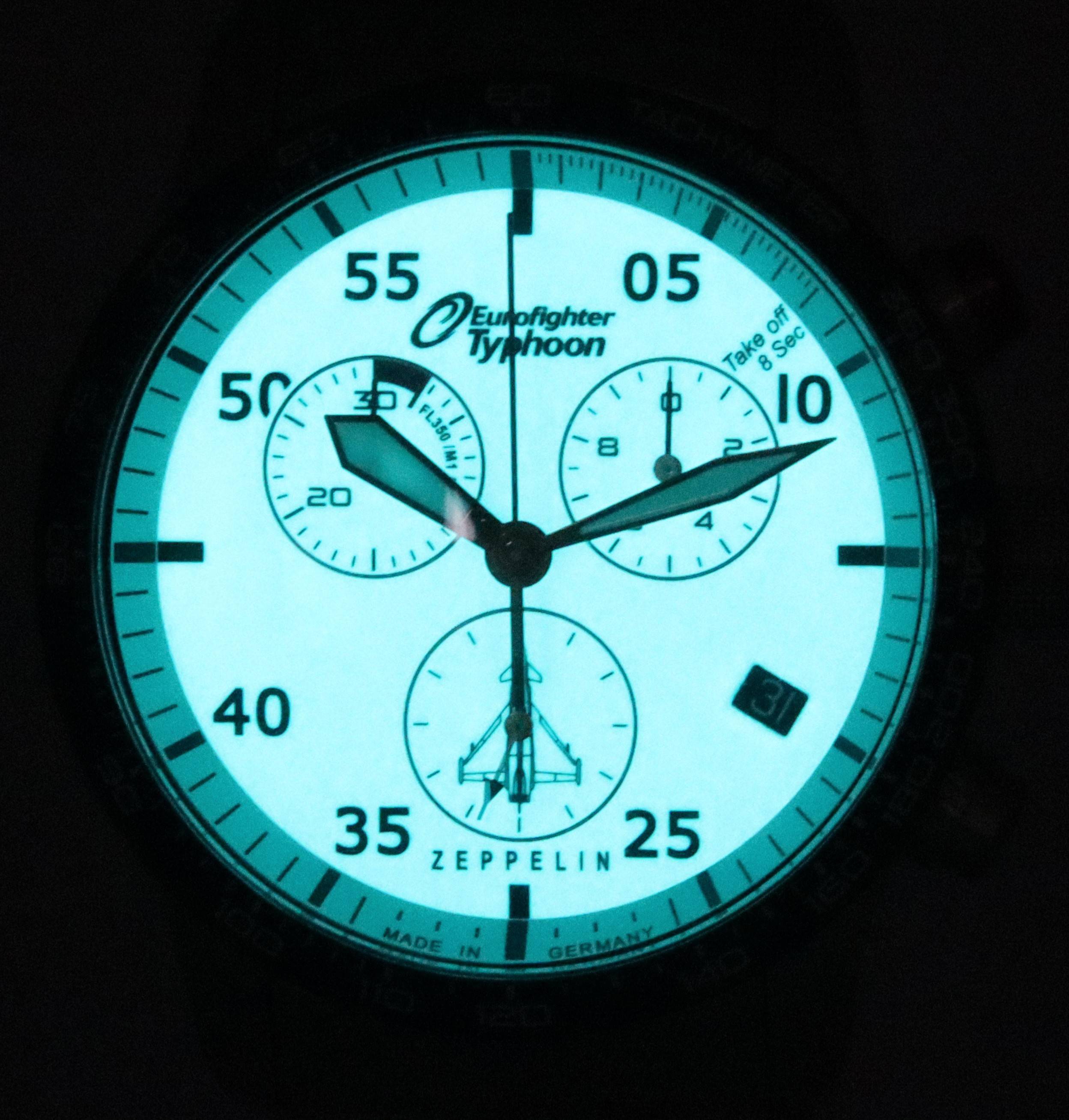 Zeppelin Eurofighter Typhoon Chronograph Beige Luminous Dial Quartz 7298M-5 7298M5 100M Men's Watch
