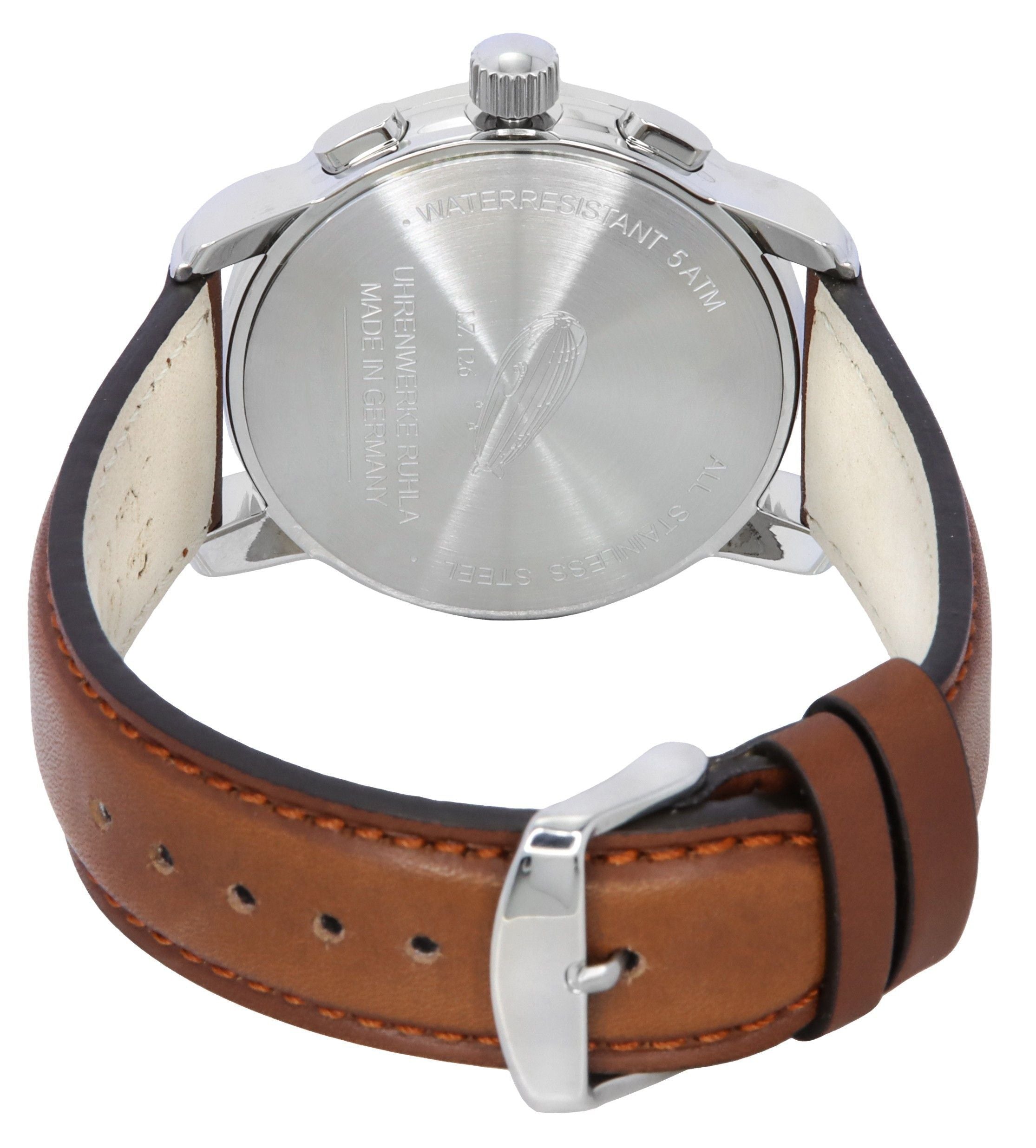 Zeppelin LZ126 Los Angeles Chronograph Leather Strap Green Dial Quartz 76144 Men's Watch