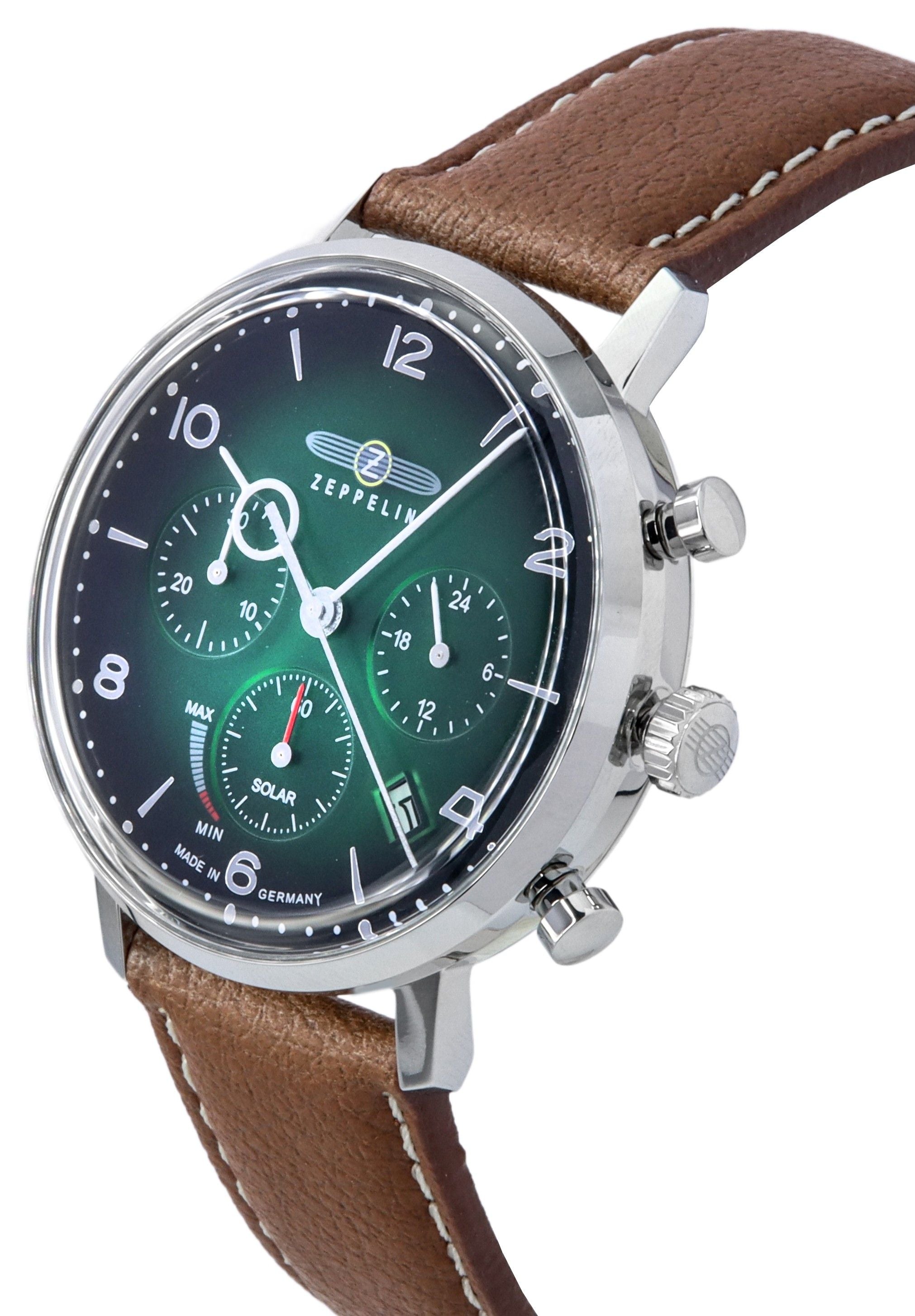 Zeppelin LZ129 Hindenburg Chronograph Dark Green Biogranulate Dial Solar 80864N Men's Watch