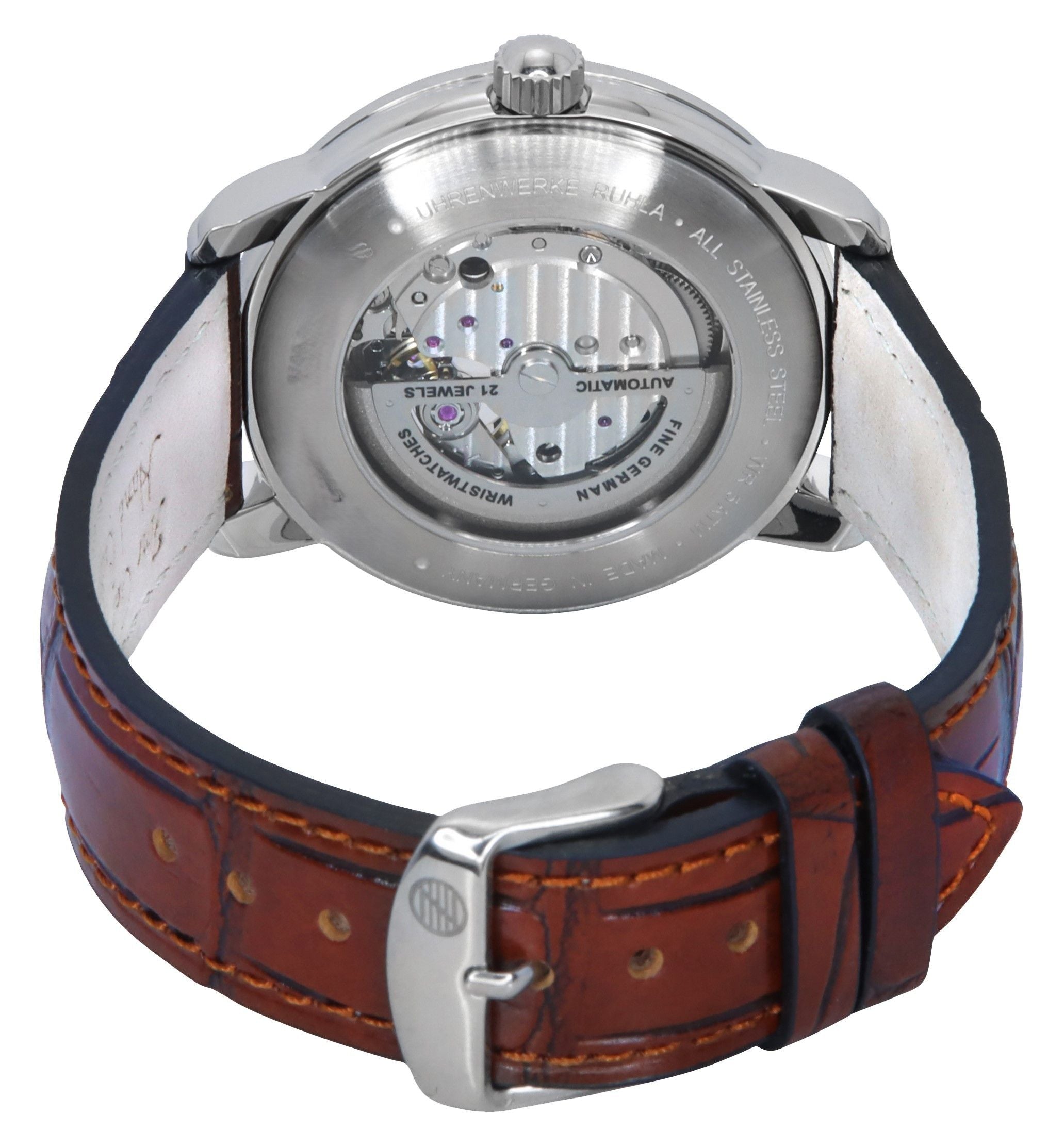 Zeppelin LZ-120 Bodensee Leather Strap Beige Open Heart Dial Automatic 81661 Men's Watch