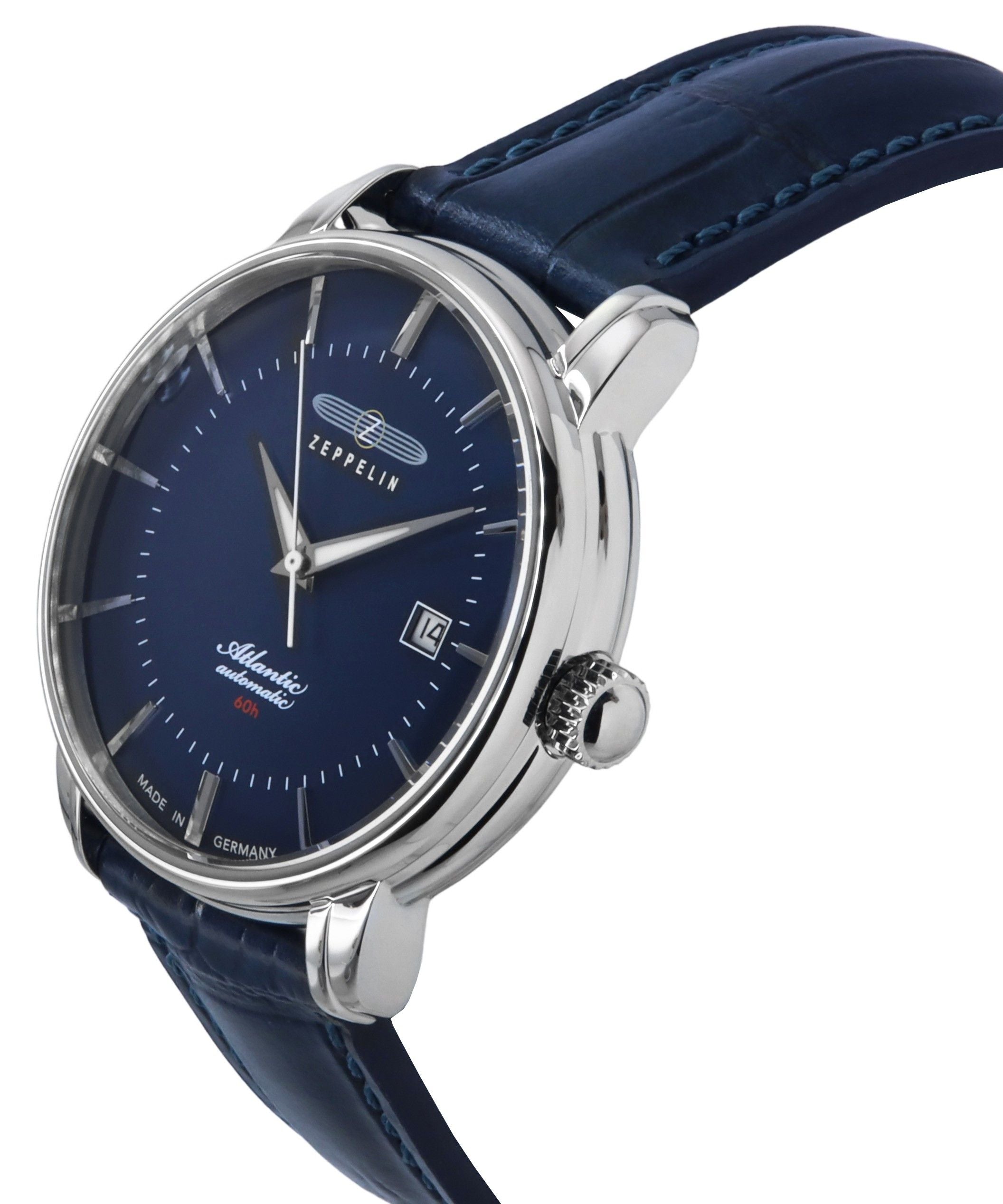 Zeppelin Atlantic Leather Strap Blue Dial Automatic 84603 Men's Watch