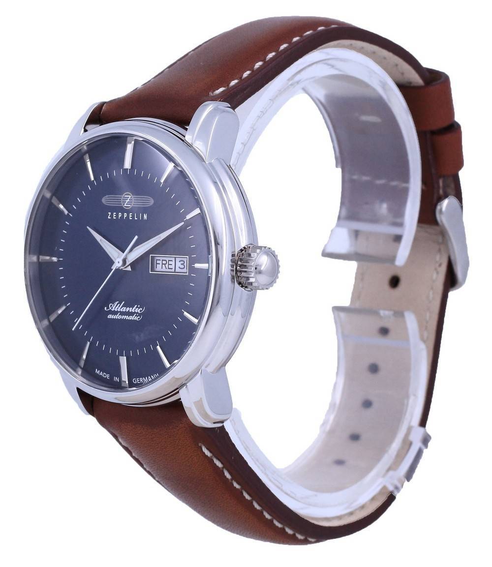 Zeppelin Atlantic Blue Dial Leather Automatic 8466-3 84663 Men's Watch