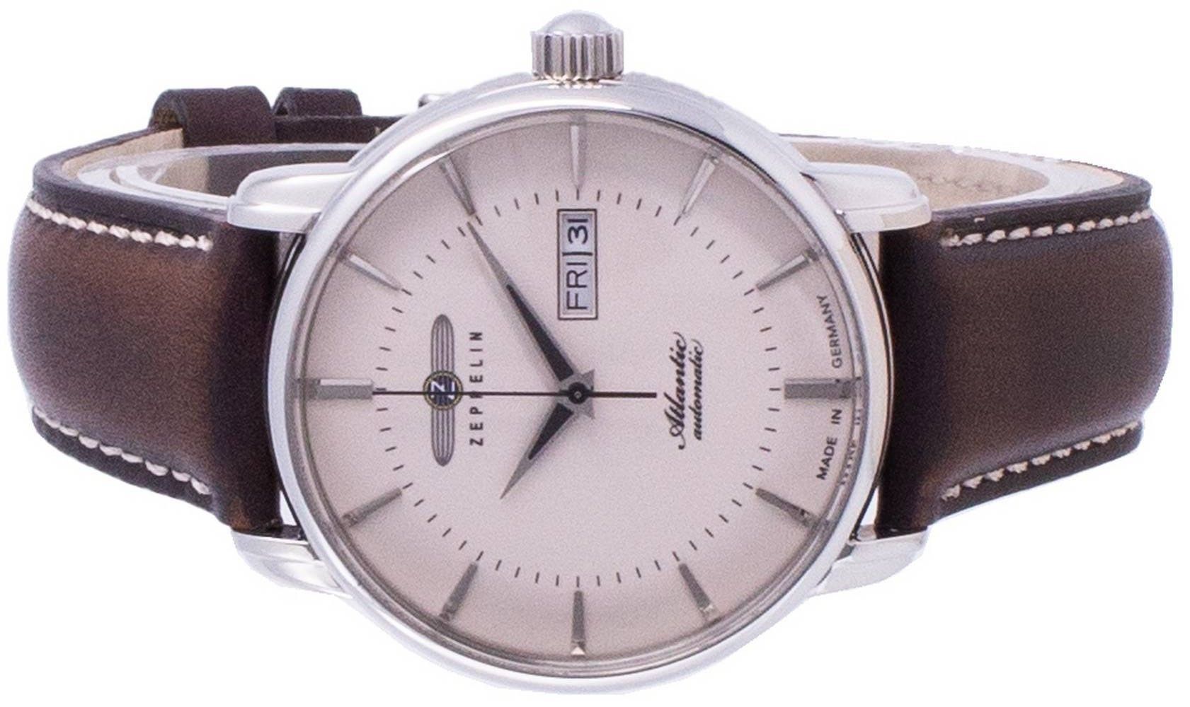Zeppelin Atlantic Beige Dial Leather Strap Automatic 8466-5 84665 Men's Watch