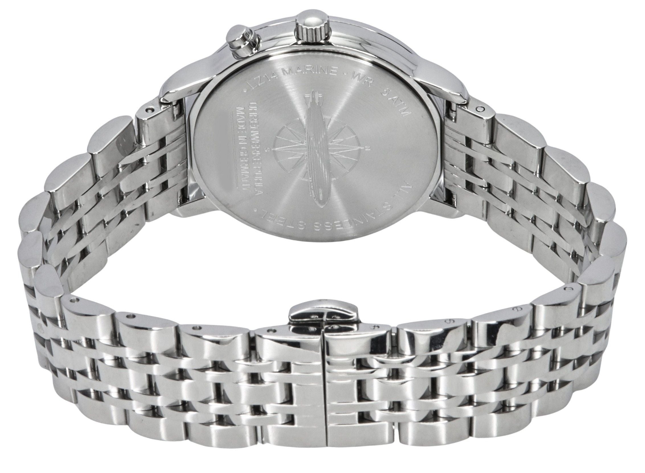 Zeppelin LZ14 Marine Moonphase Stainless Steel Ice Blue Dial Quartz 8637M3 Women's Watch
