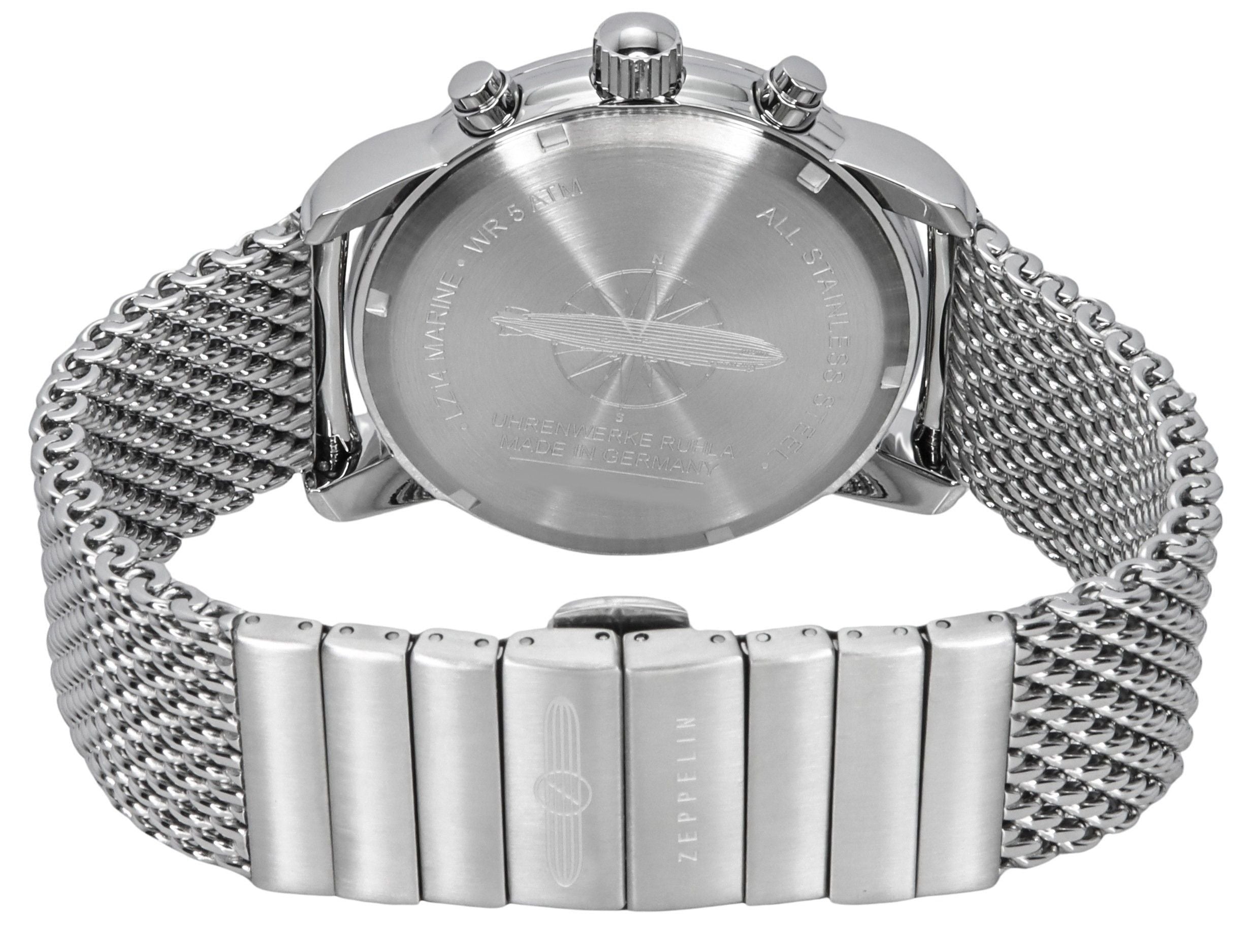 Zeppelin LZ14 Marine Chronograph Stainless Steel Ice Blue Dial Quartz 8886M3 Men's Watch