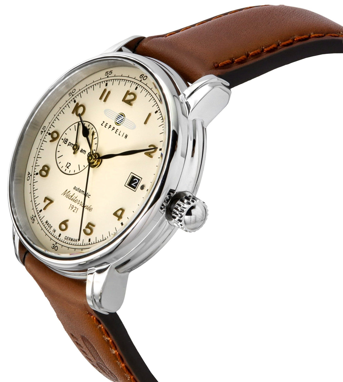 Zeppelin Mediterranean Leather Strap Beige Dial Automatic 96685 Men's Watch
