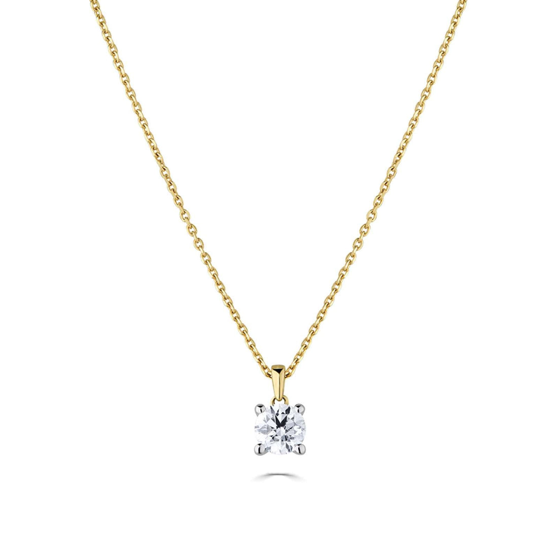0.15ct diamond solitaire pendant in 9ct yellow and white gold with 18-inch chain, claw set, lobster clasp