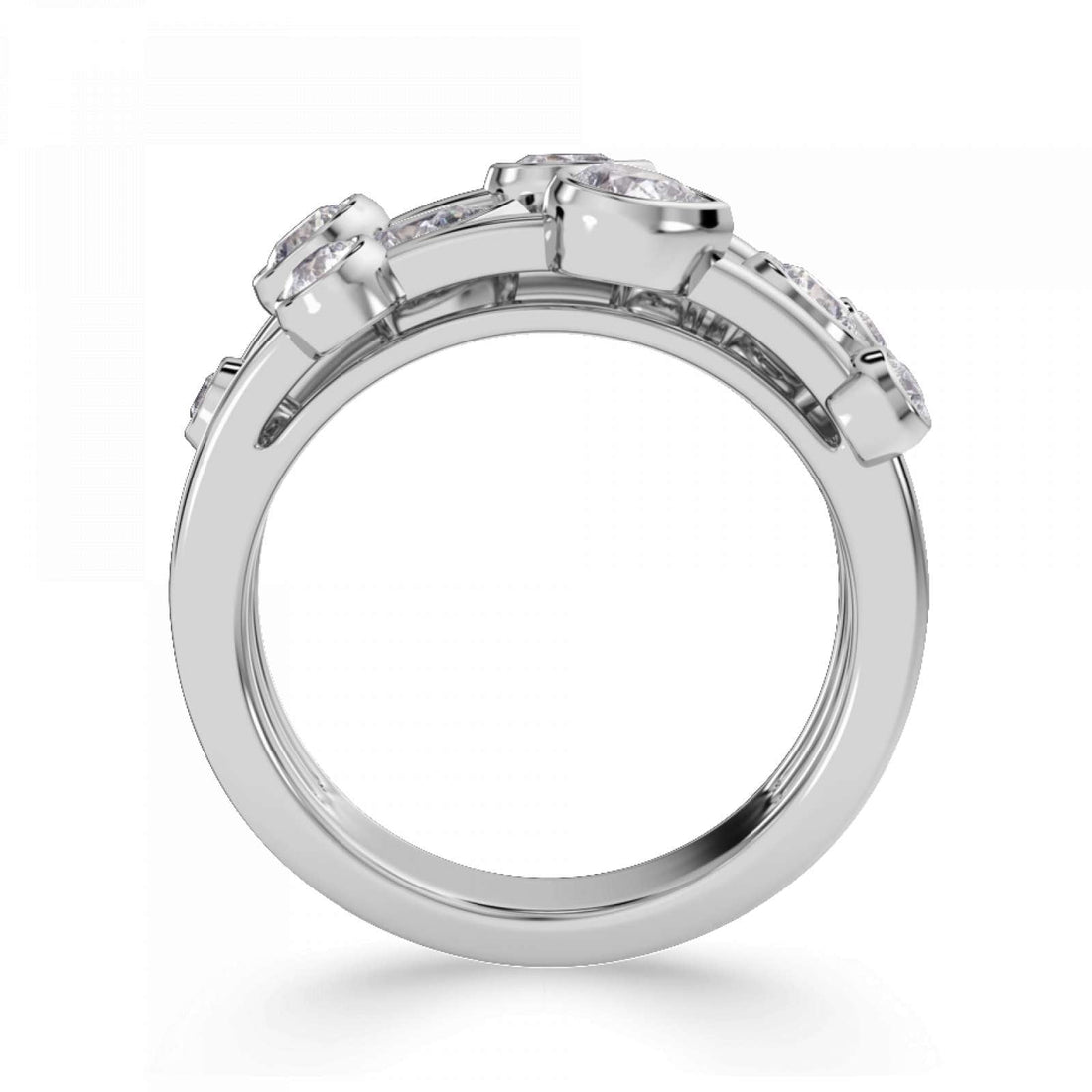 18ct gold ladies’ ring set with 0.96ct diamonds in a rubover setting, polished finish, custom-made