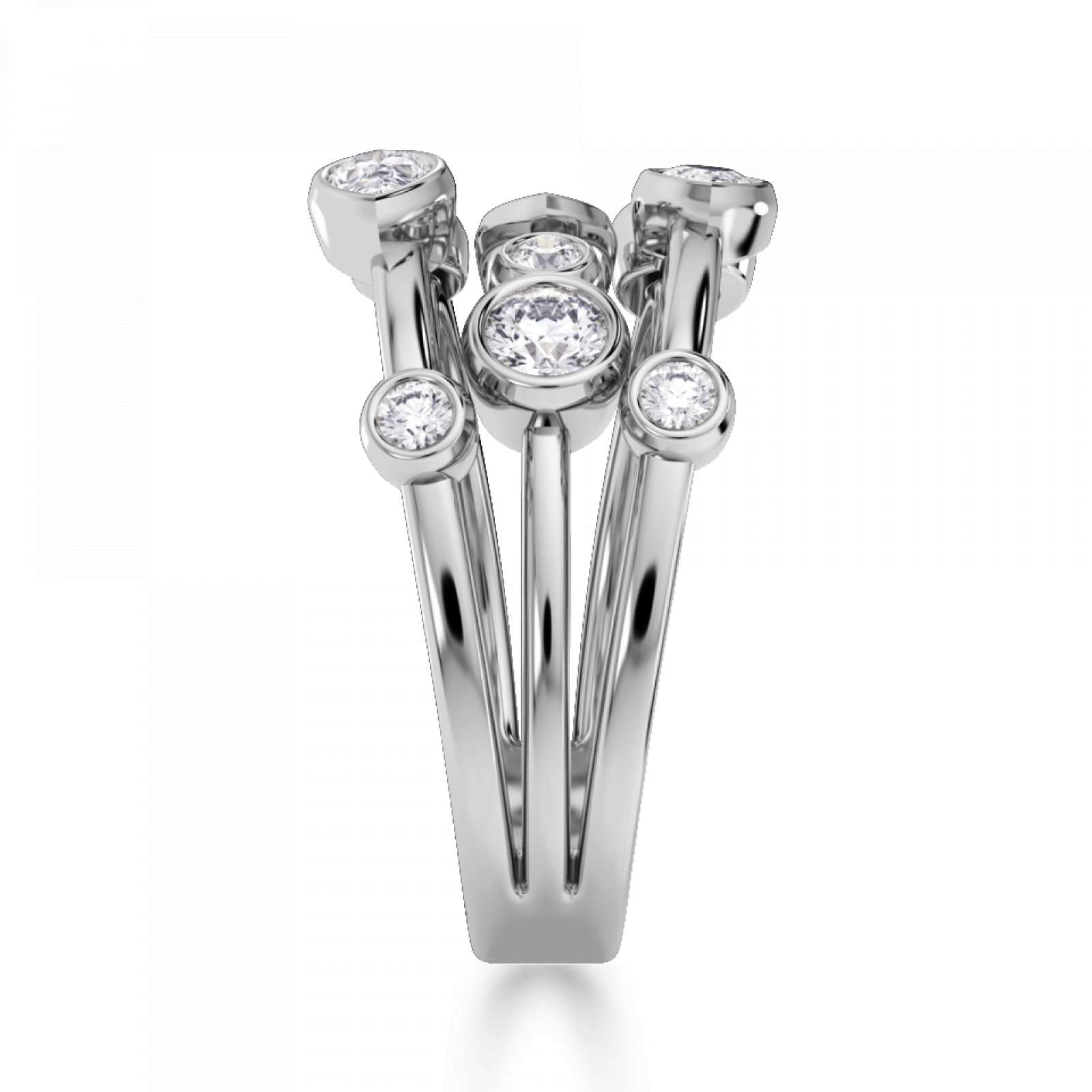 A statement diamond ring featuring rubover set pear and round diamonds - Custom Made - Prestige Stones