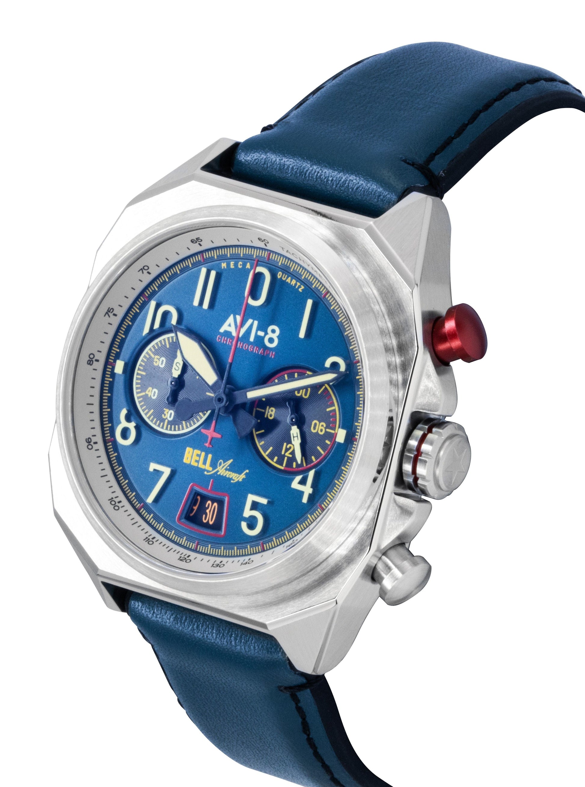 AVI - 8 Bell X - 1 Machbuster Chronograph Aviation Blue Rubber Strap Blue Dial Quartz AV - 4118 - 01 Men's Watch - Prestige Stones