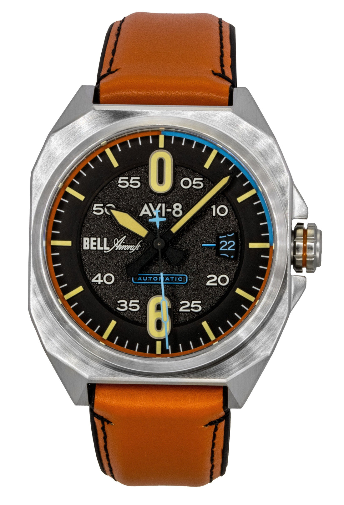 AVI - 8 Bell X - 1 Machbuster Leather Strap Graphite Black Dial Automatic AV - 4115 - 01 Men's Watch - Prestige Stones