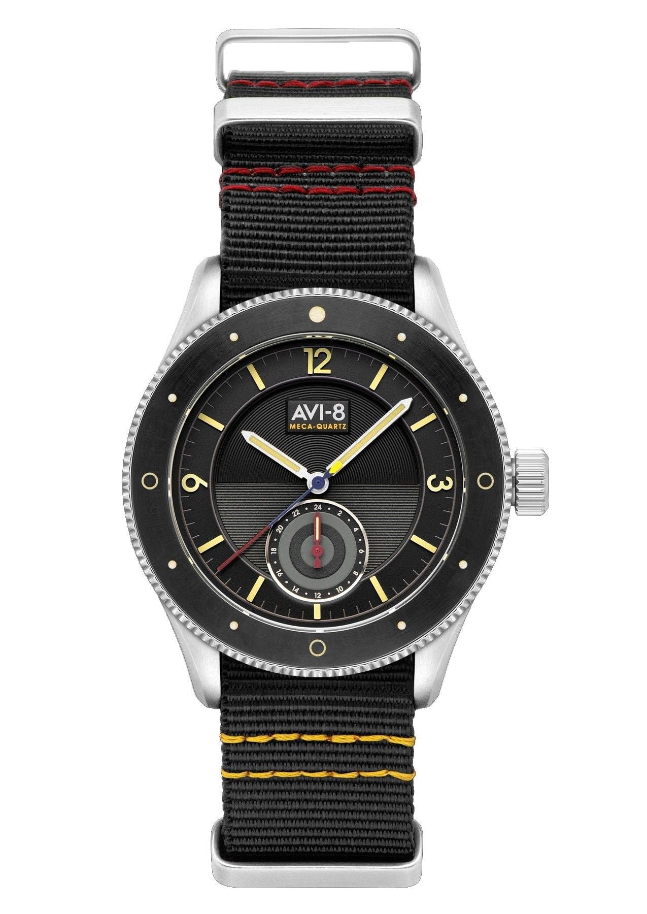 AVI - 8 Flyboy Airmaster Sector Meca - Quartz Raven Black Nylon Strap Black Dial AV - 4112 - 01 Men's Watch - Prestige Stones