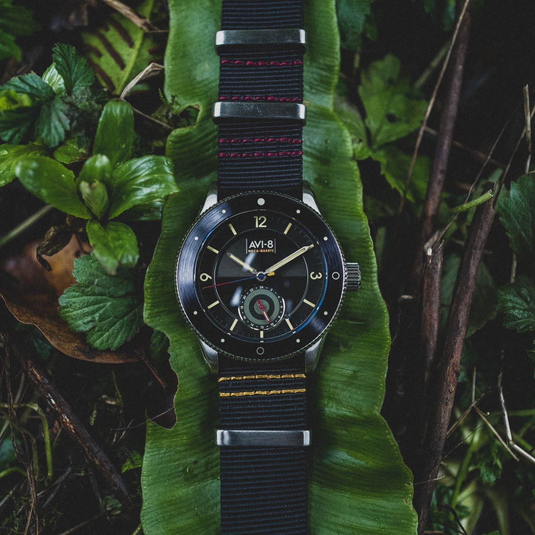 AVI - 8 Flyboy Airmaster Sector Meca - Quartz Raven Black Nylon Strap Black Dial AV - 4112 - 01 Men's Watch - Prestige Stones