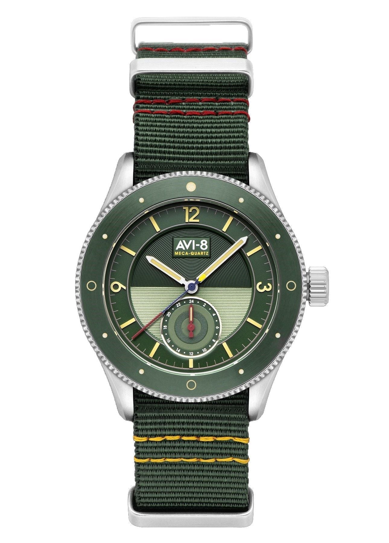 AVI - 8 Flyboy Airmaster Sector Meca - Quartz Vert Green Nylon Strap Green Dial AV - 4112 - 02 Men's Watch - Prestige Stones