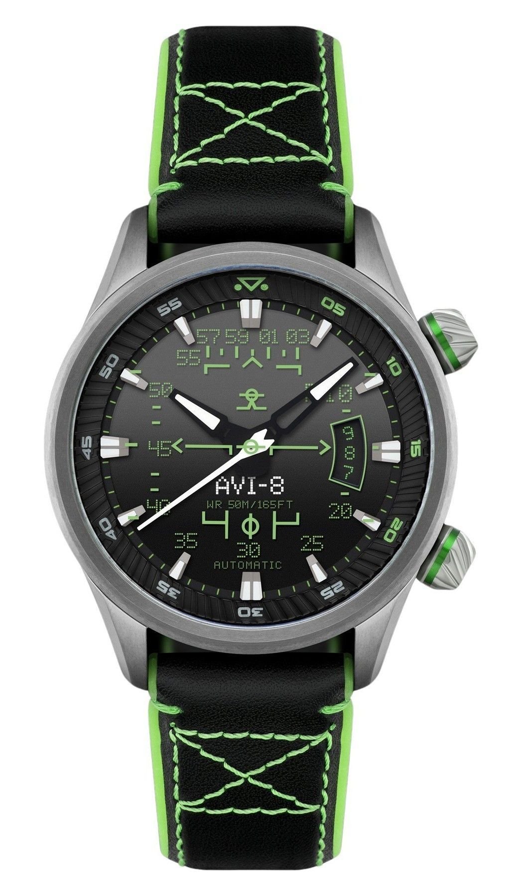 AVI - 8 Hawker Harrier HUD Leather Strap Gradient Black Dial Automatic AV - 4117 - 02 Men's Watch - Prestige Stones