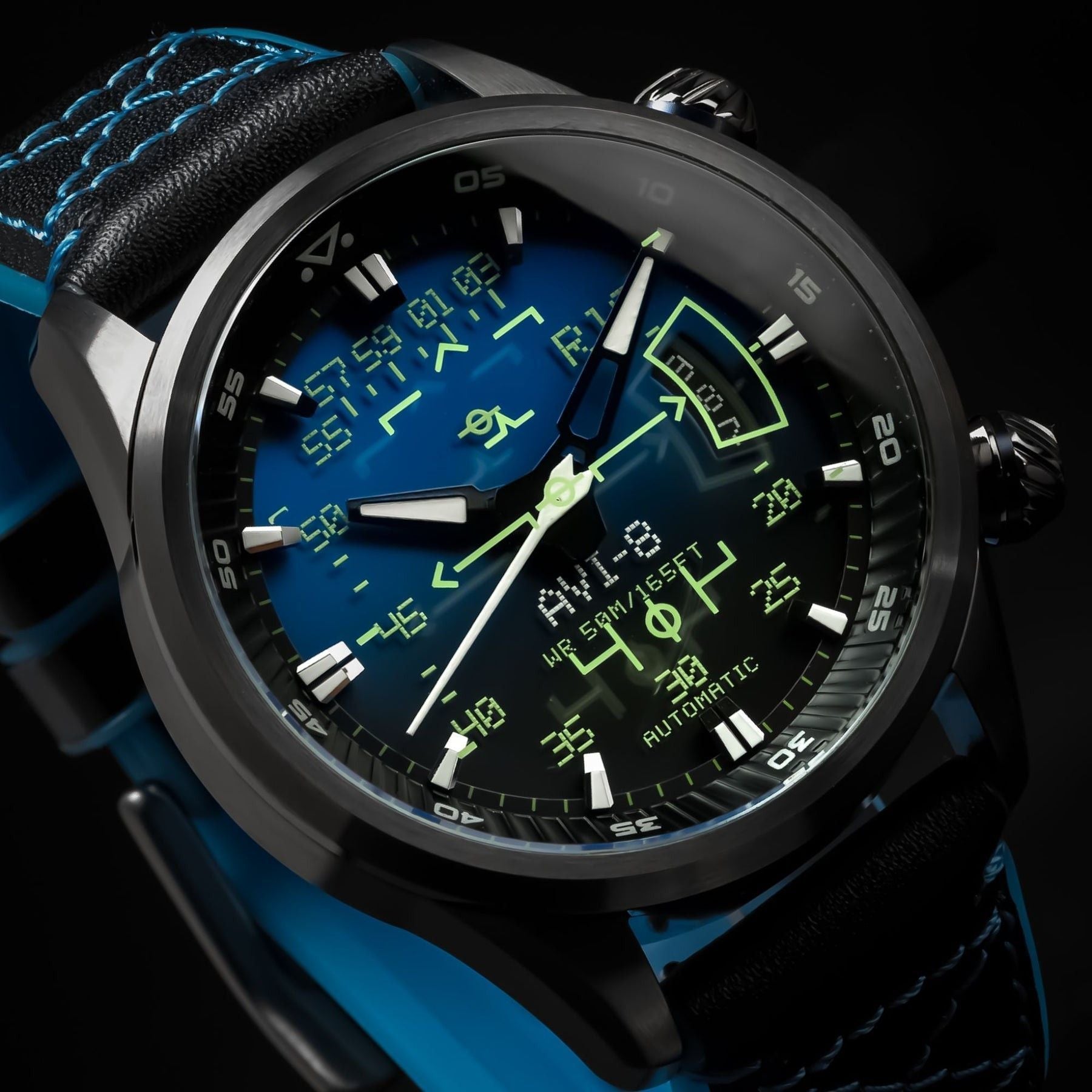 AVI - 8 Hawker Harrier HUD Leather Strap Gradient Blue Dial Automatic AV - 4117 - 01 Men's Watch - Prestige Stones