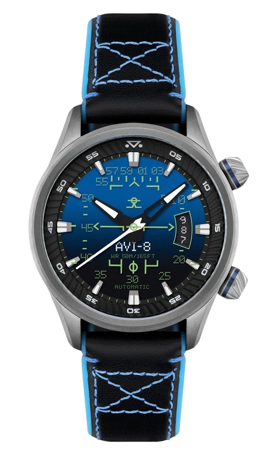 AVI - 8 Hawker Harrier HUD Leather Strap Gradient Blue Dial Automatic AV - 4117 - 01 Men's Watch - Prestige Stones