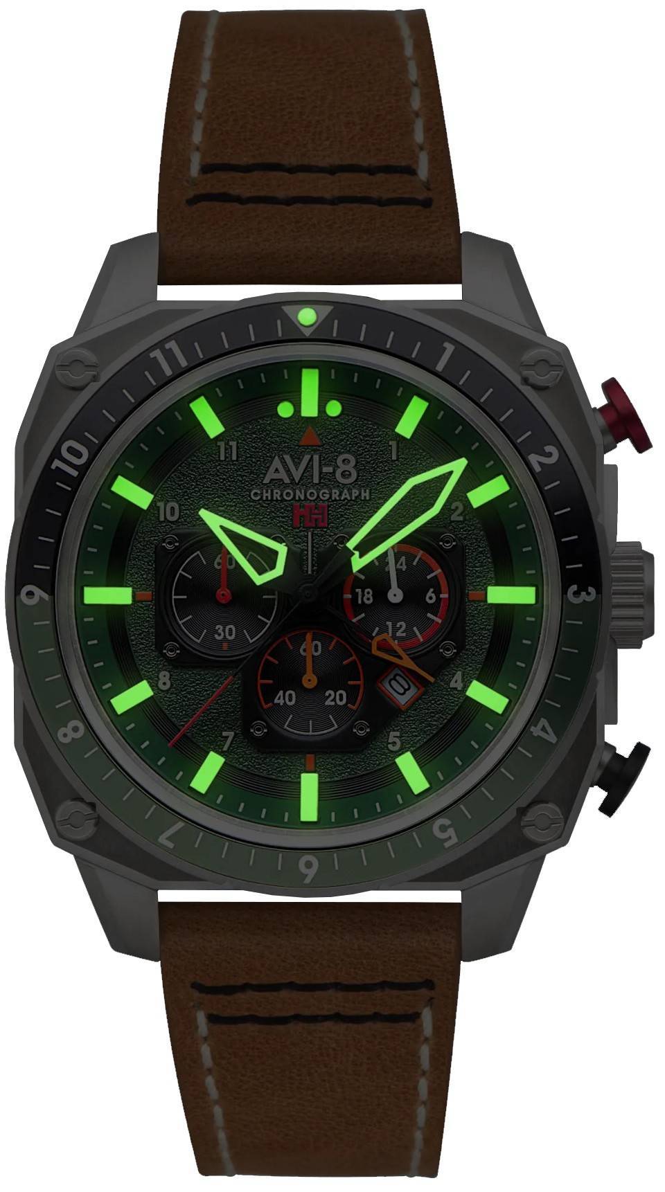 AVI - 8 Hawker Hunter Atlas Dual Time Chronograph Forest Quartz AV - 4100 - 01 Men's Watch - Prestige Stones