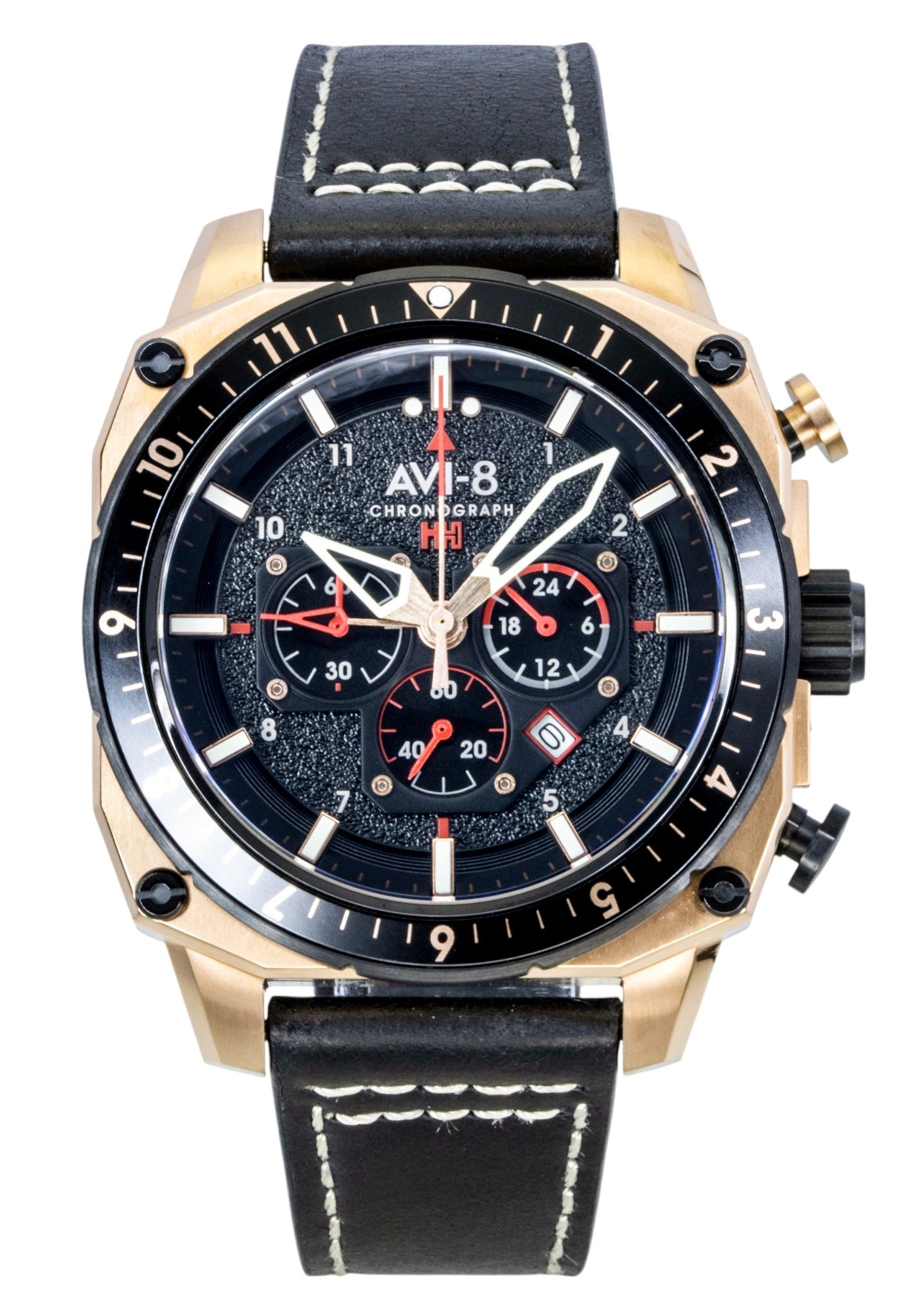 AVI - 8 Hawker Hunter Atlas Dual Time Chronograph Jet Black Dial Quartz AV - 4100 - 06 Men's Watch - Prestige Stones