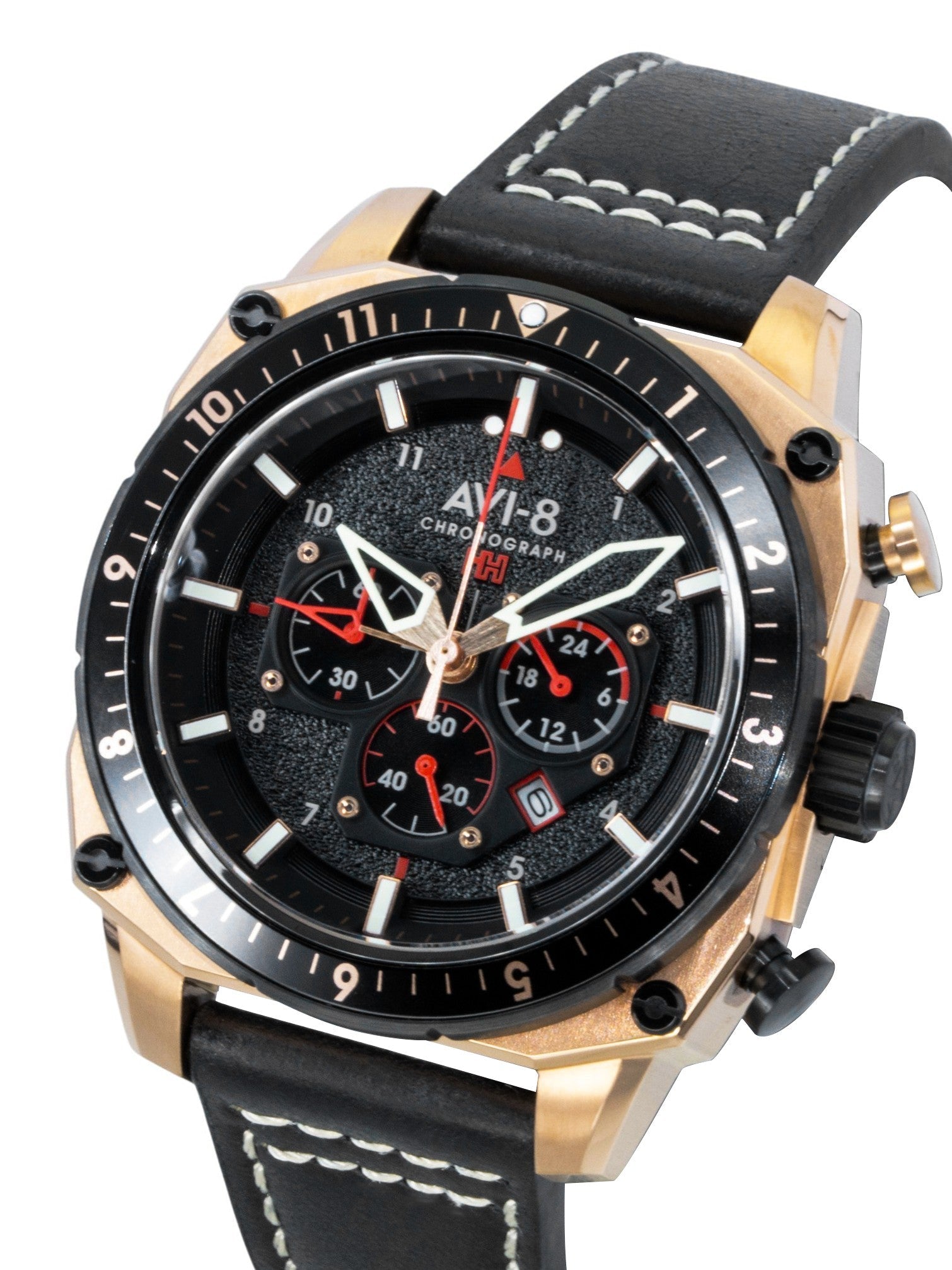 AVI - 8 Hawker Hunter Atlas Dual Time Chronograph Jet Black Dial Quartz AV - 4100 - 06 Men's Watch - Prestige Stones