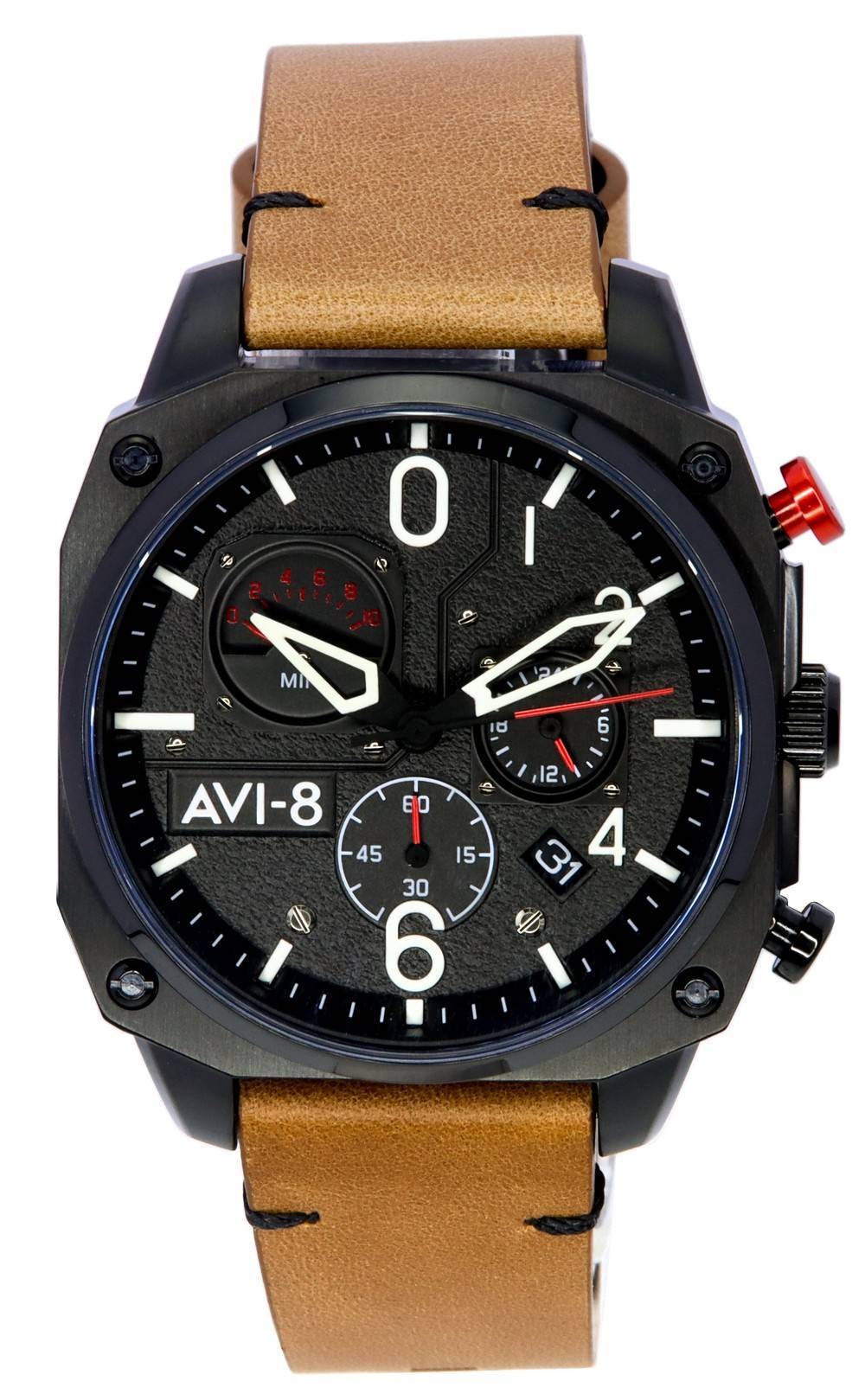 AVI - 8 Hawker Hunter Charcoal Ember Brown Retrograde Chronograph Quartz AV - 4052 - 02 Men's Watch - Prestige Stones