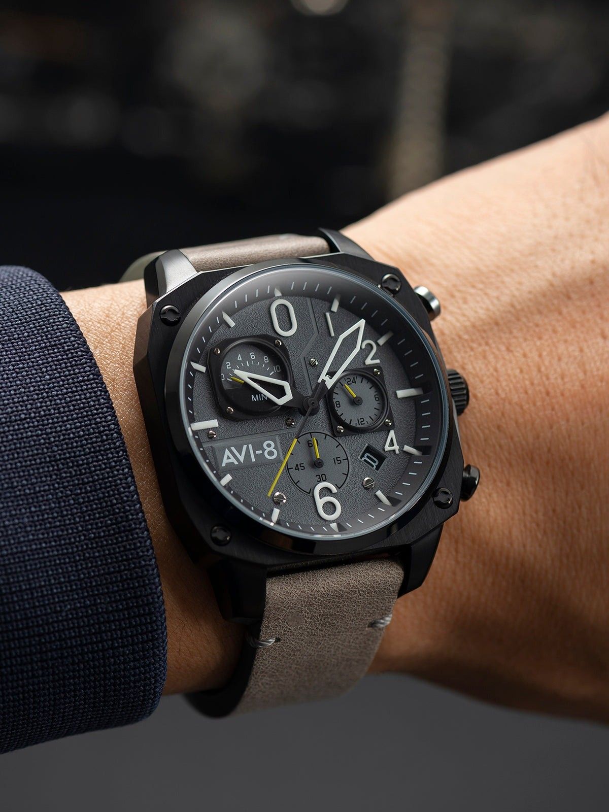 AVI - 8 Hawker Hunter Retrograde Chronograph Sea Grey Dial Quartz AV - 4052 - 03 Men's Watch - Prestige Stones