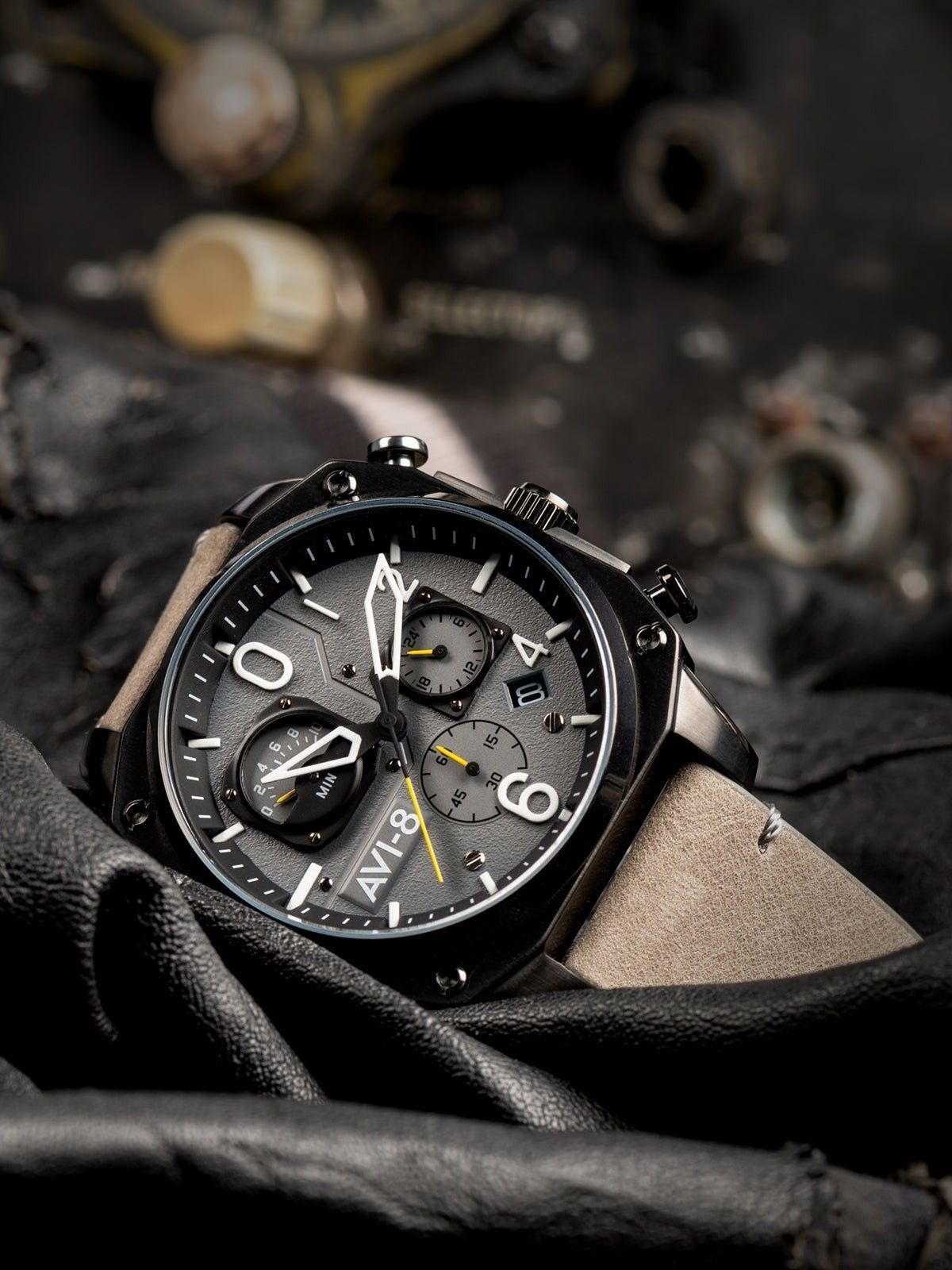 AVI - 8 Hawker Hunter Retrograde Chronograph Sea Grey Dial Quartz AV - 4052 - 03 Men's Watch - Prestige Stones