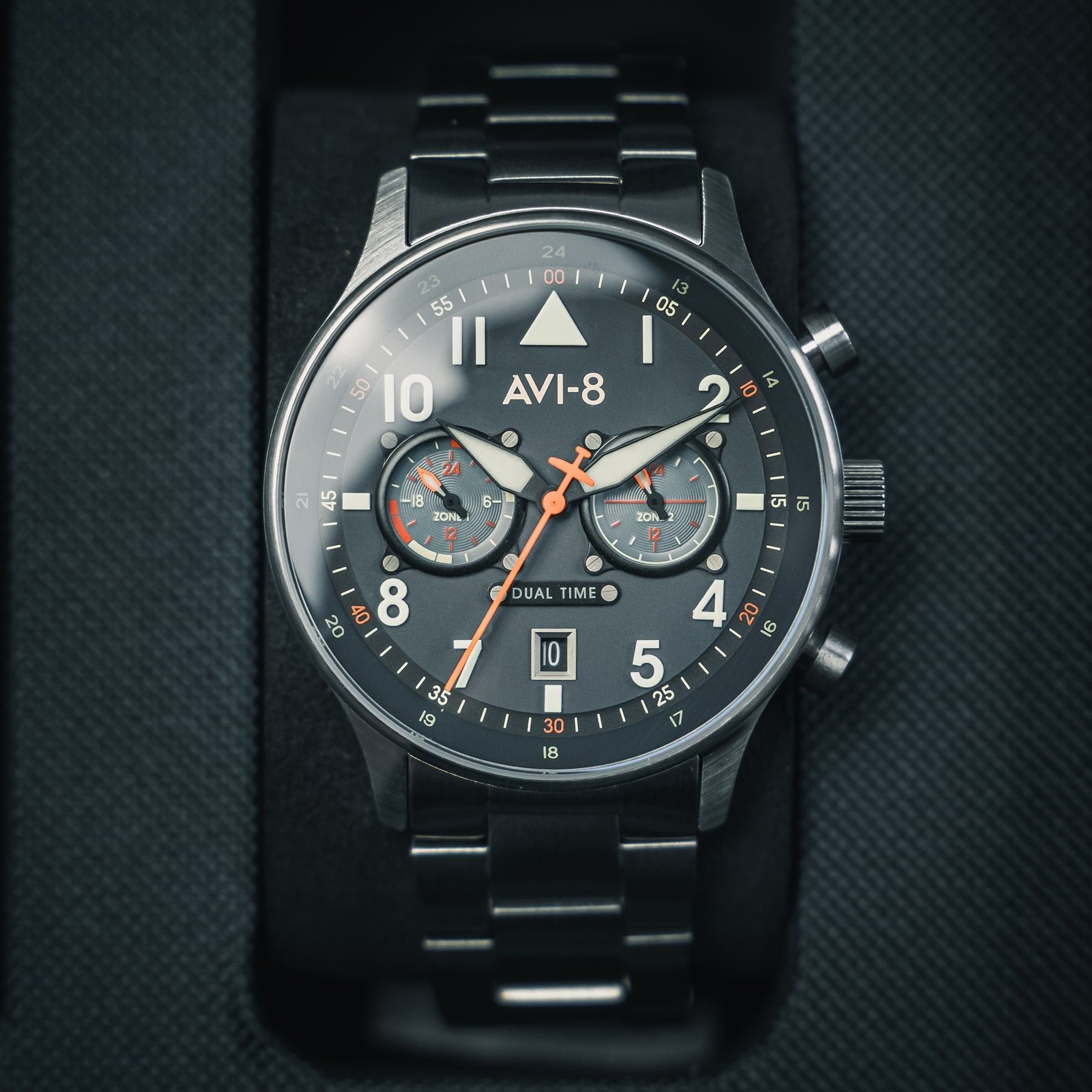 AVI - 8 Hawker Hurricane Carey Dual Time Gutersloh Stainless Steel Blue Dial Quartz AV - 4088 - 22 Men's Watch - Prestige Stones