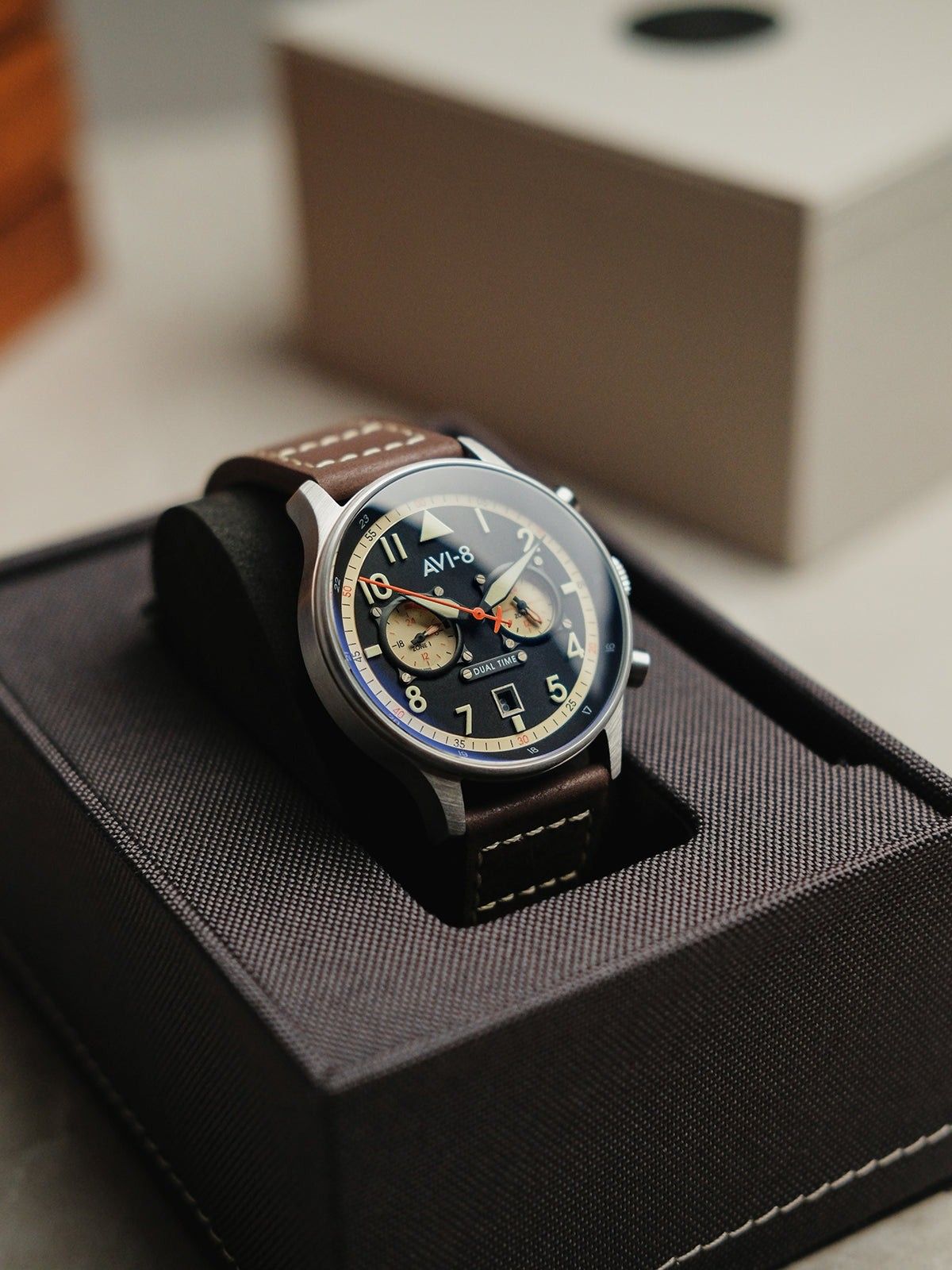AVI - 8 Hawker Hurricane Carey Dual Time Manston Black Dial Quartz AV - 4088 - 01 Men's Watch - Prestige Stones