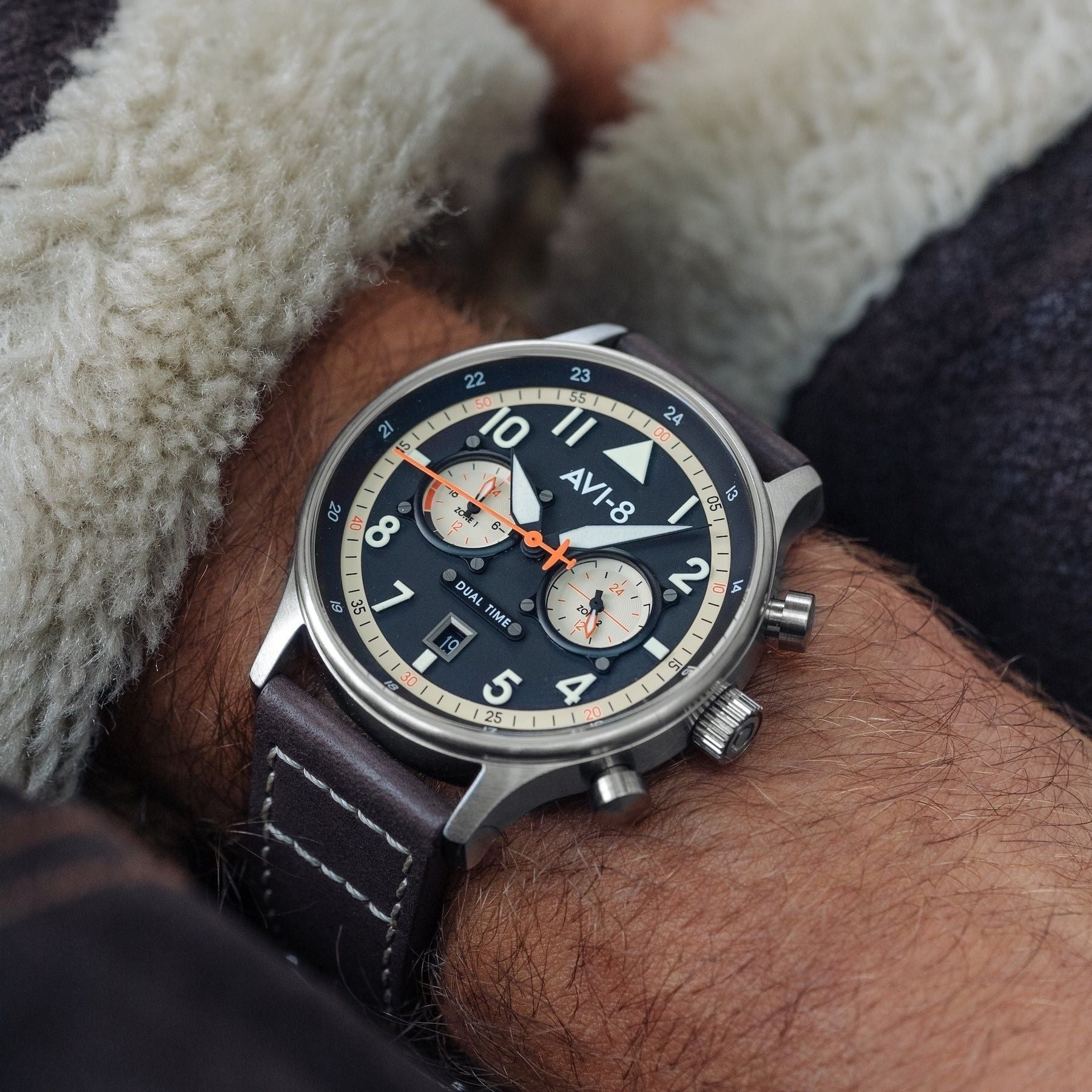 AVI - 8 Hawker Hurricane Carey Dual Time Manston Black Dial Quartz AV - 4088 - 01 Men's Watch - Prestige Stones
