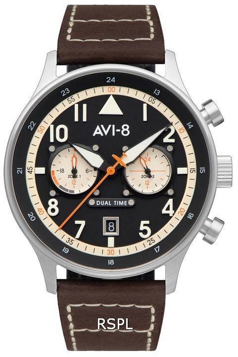 AVI - 8 Hawker Hurricane Carey Dual Time Manston Black Dial Quartz AV - 4088 - 01 Men's Watch - Prestige Stones