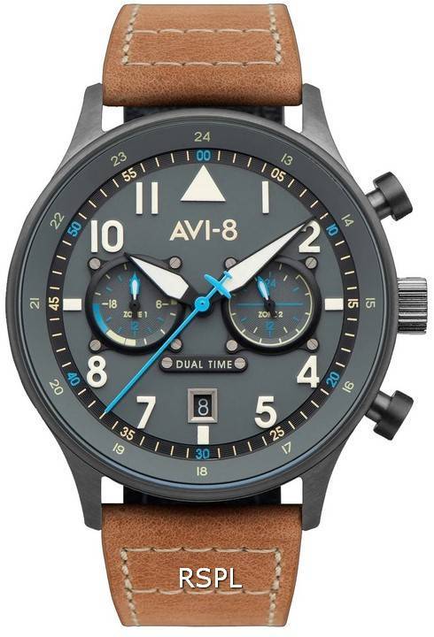 AVI - 8 Hawker Hurricane Carey Dual Time Orissa Grey Dial Quartz AV - 4088 - 04 Men's Watch - Prestige Stones