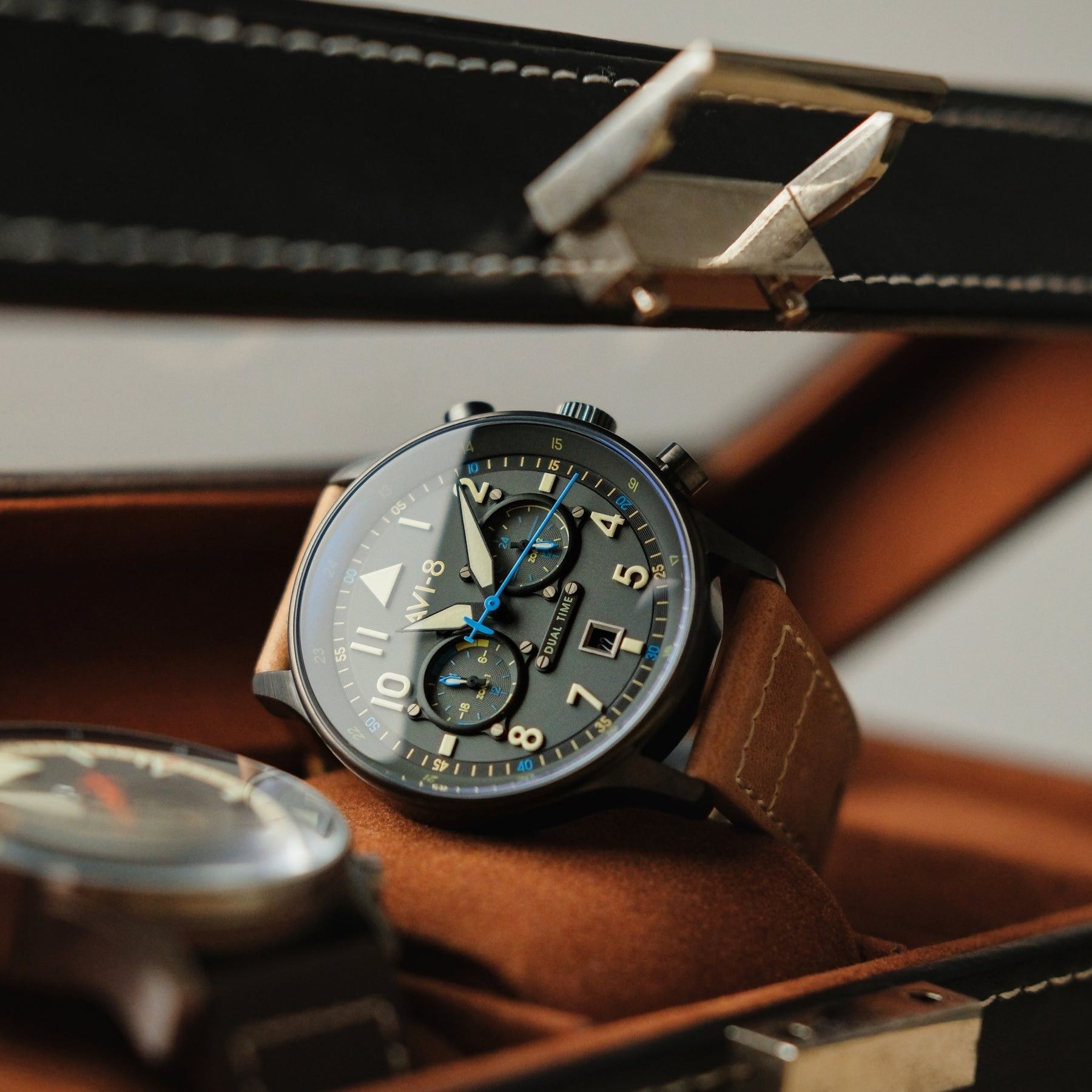 AVI - 8 Hawker Hurricane Carey Dual Time Orissa Grey Dial Quartz AV - 4088 - 04 Men's Watch - Prestige Stones