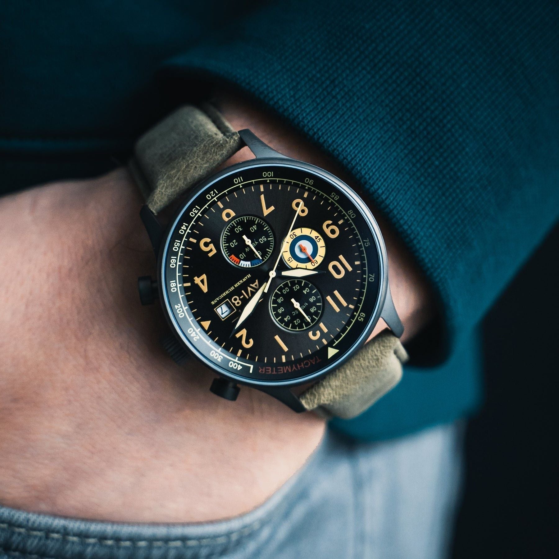 AVI - 8 Hawker Hurricane Chronograph Quartz AV - 4011 - 0E Men's Watch - Prestige Stones