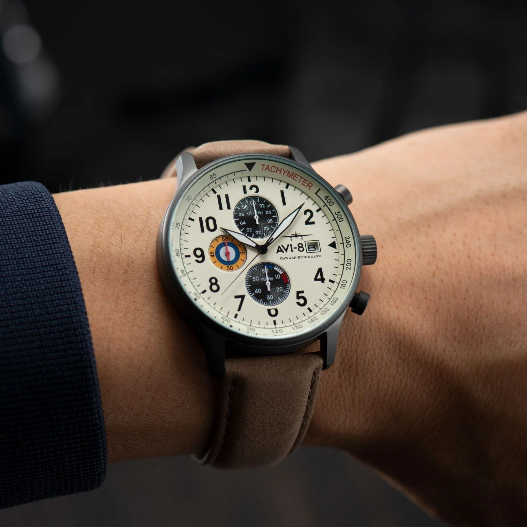 AVI - 8 Hawker Hurricane Classic Chronograph Cream Beige Dial Quartz AV - 4011 - 0C Men's Watch - Prestige Stones
