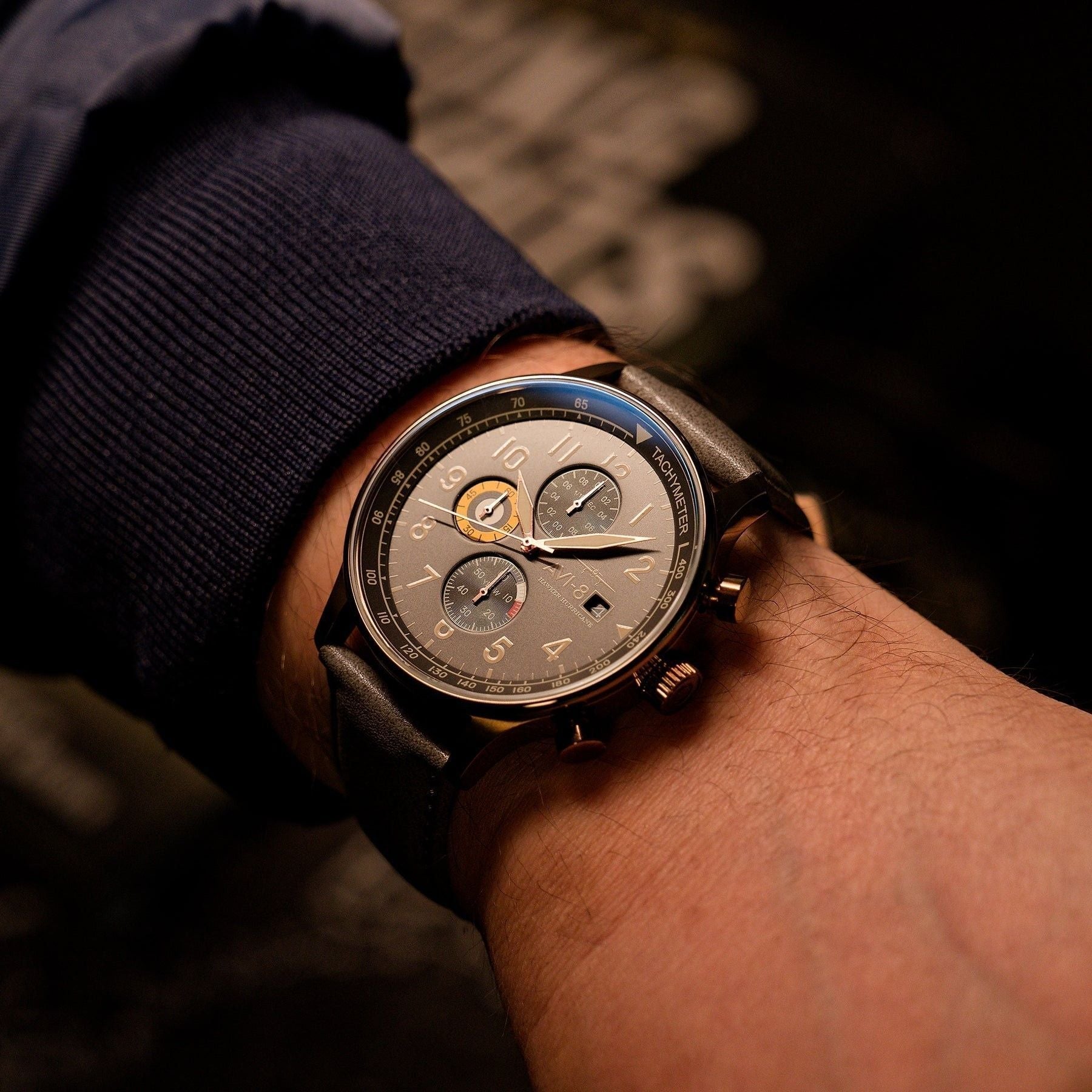 AVI - 8 Hawker Hurricane Classic Chronograph Grey Dial Quartz AV - 4011 - 0P Men's Watch - Prestige Stones