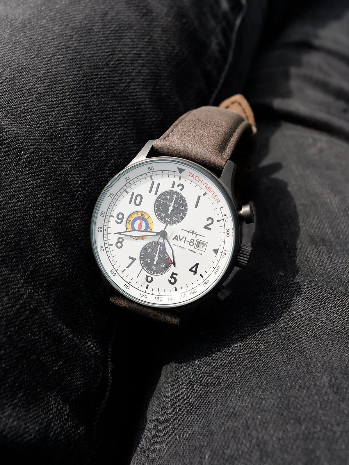 AVI - 8 Hawker Hurricane Classic Chronograph Ivory Grayscale White Dial Quartz AV - 4011 - 0B Men's Watch - Prestige Stones