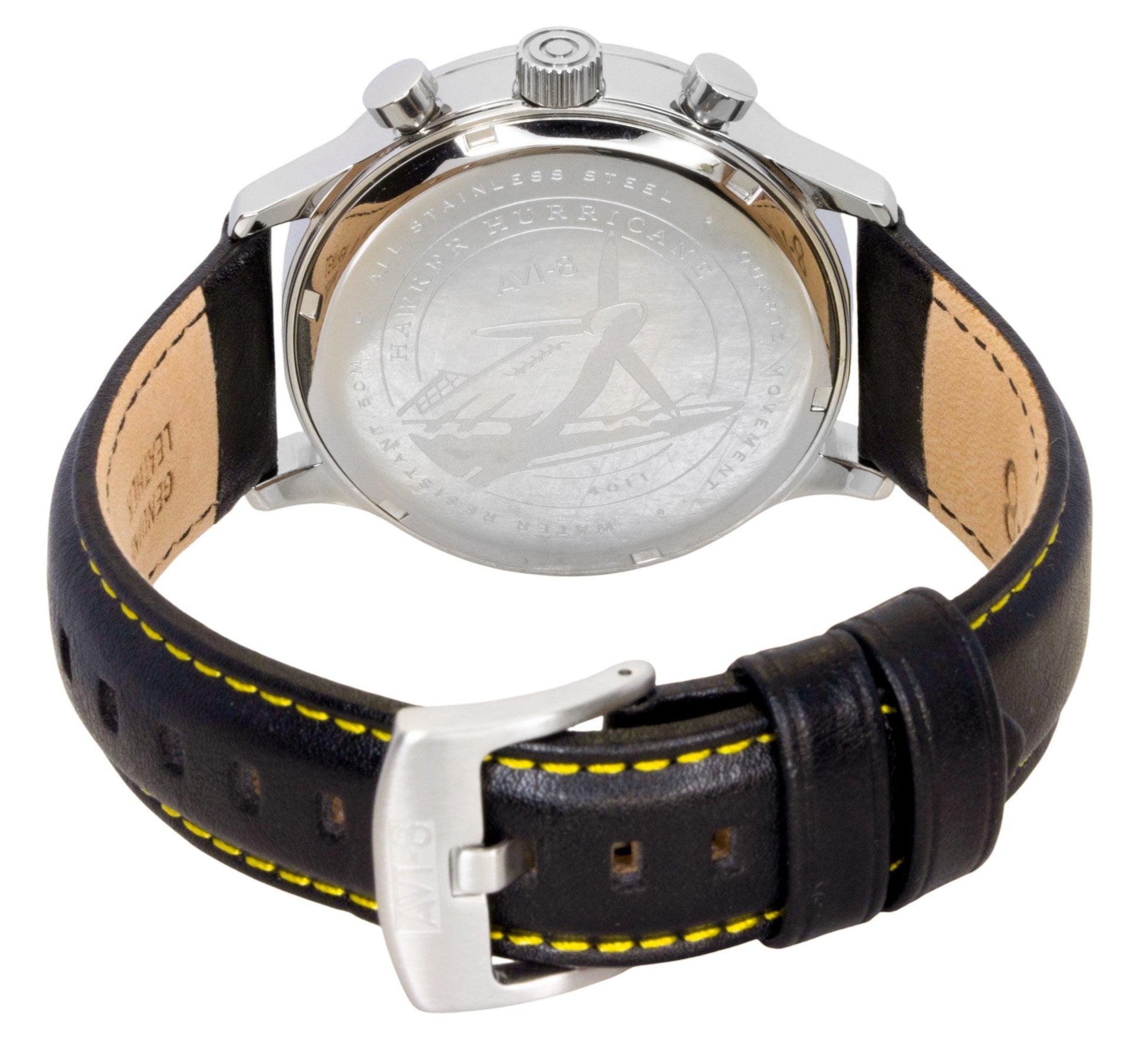 AVI - 8 Hawker Hurricane Classic Chronograph Leather Strap Black Dial Quartz AV - 4011 - 0Z Men's Watch With Extra Strap - Prestige Stones
