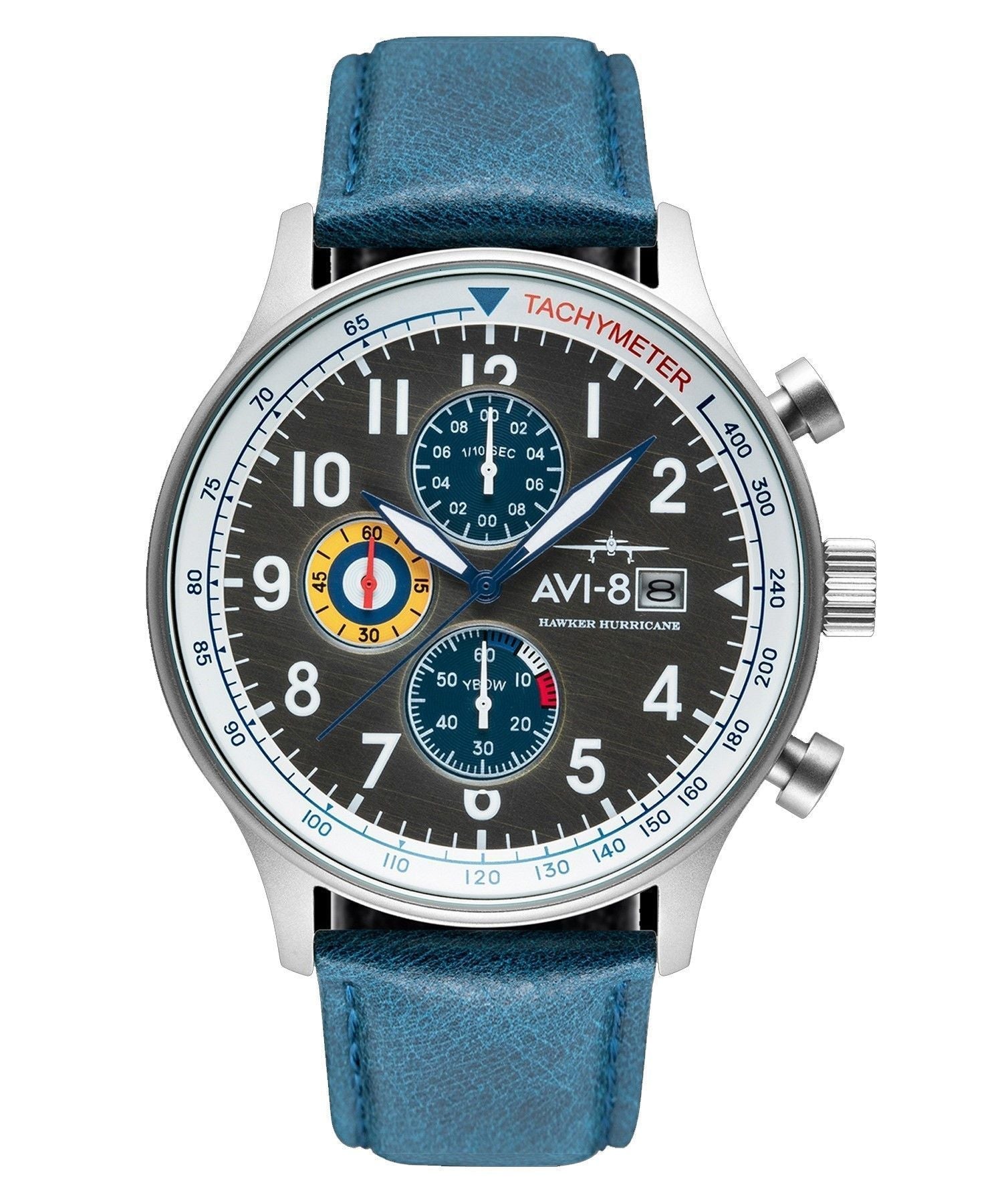 AVI - 8 Hawker Hurricane Classic Chronograph Pennant Blue Leather Strap Grey Dial Quartz AV - 4011 - 0F Men's Watch - Prestige Stones