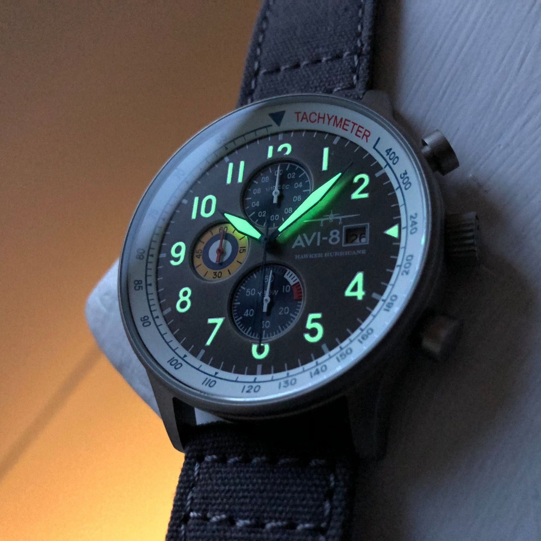AVI - 8 Hawker Hurricane Classic Chronograph Pennant Blue Leather Strap Grey Dial Quartz AV - 4011 - 0F Men's Watch - Prestige Stones