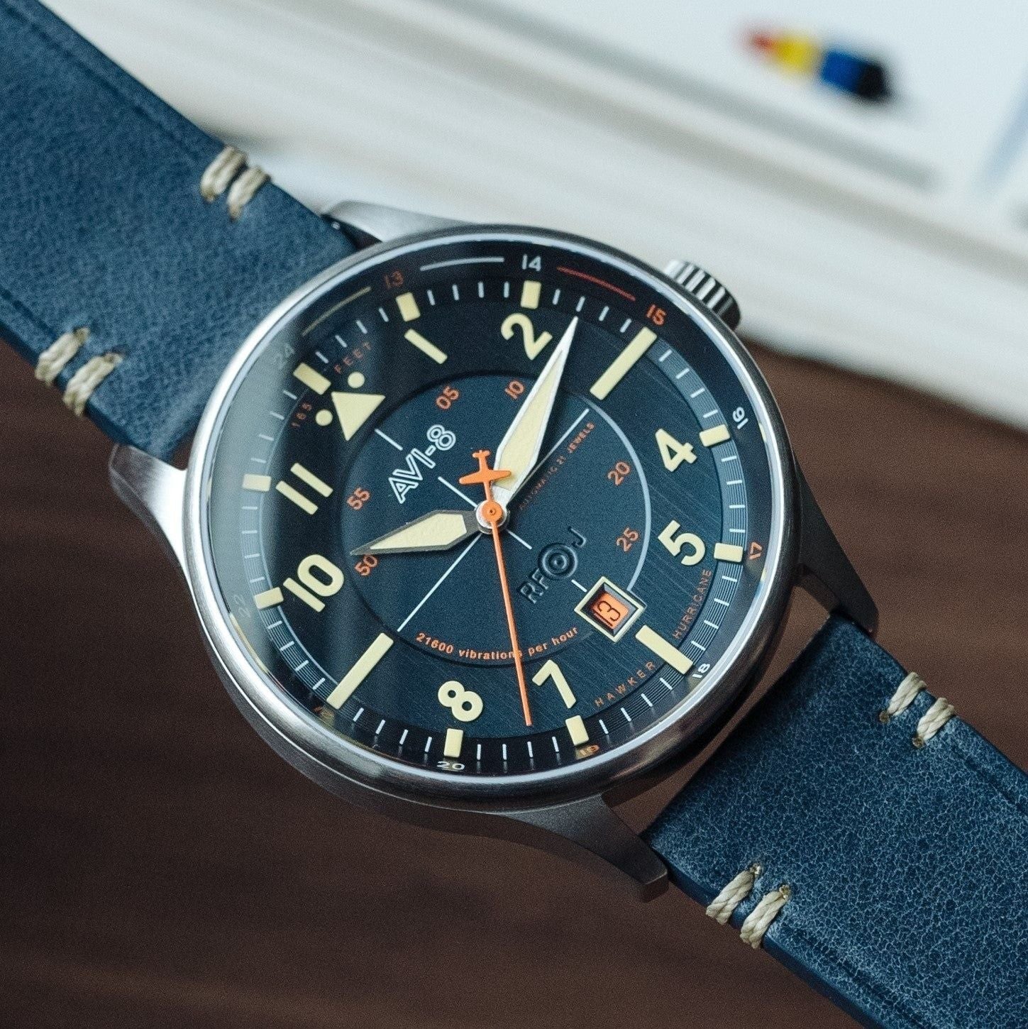 AVI - 8 Hawker Hurricane Kent Automatic Sussex Leather Strap Blue Dial Automatic AV - 4094 - 02 Men's Watch - Prestige Stones